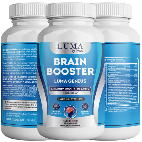 Brain Support Supplement for Clarity, Memory, Mood, Focus, Mental Performance - Natural Nootropic for Cognitive Function - with GABA and Green Tea Extract - 60 Capsules