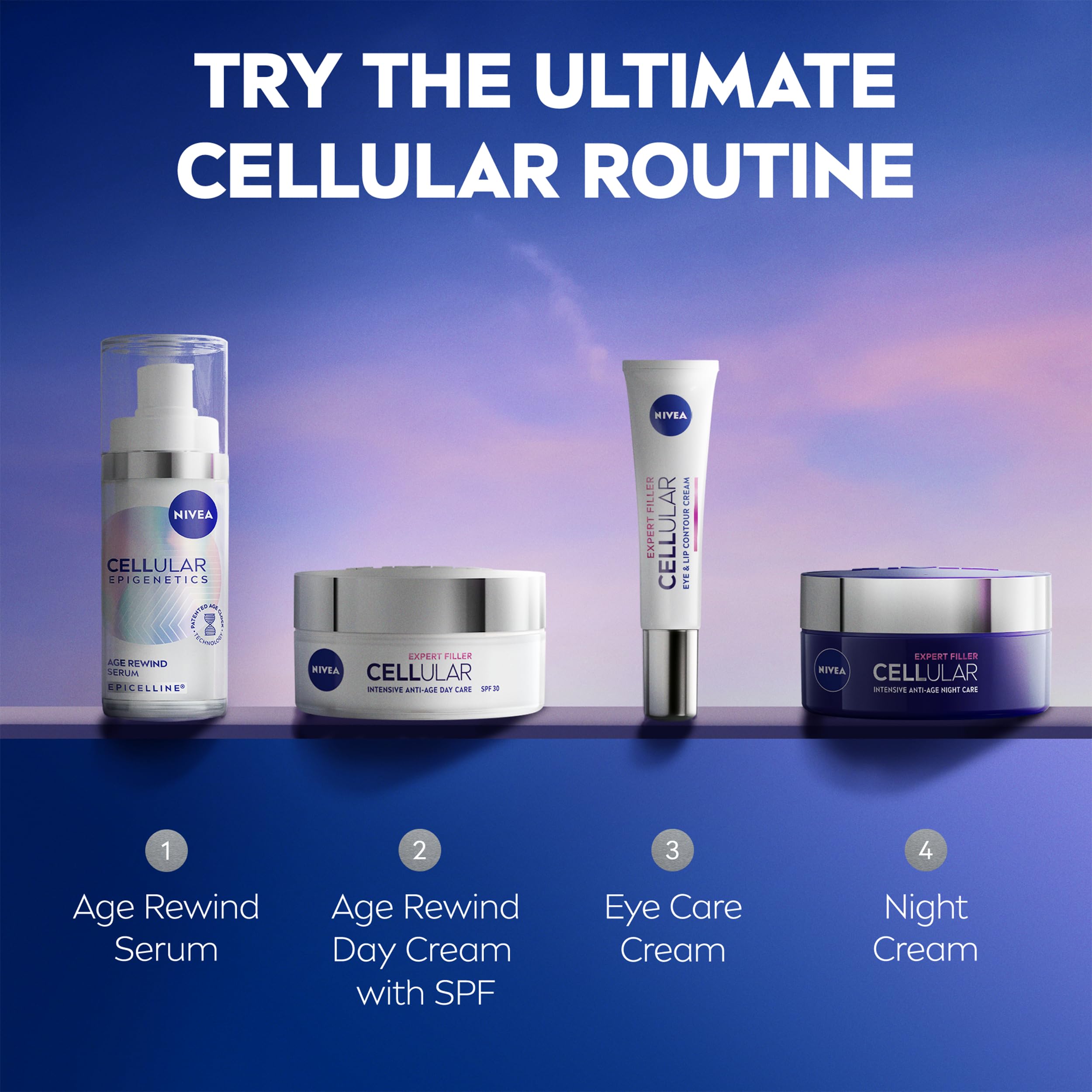 NIVEA Cellular Epigenetics Age Rewind Face Serum with Epicelline – Advanced Anti-Age Face Serum, 30 ml – Hydrating & Firming Formula for Smoother, More Youthful-Looking Skin