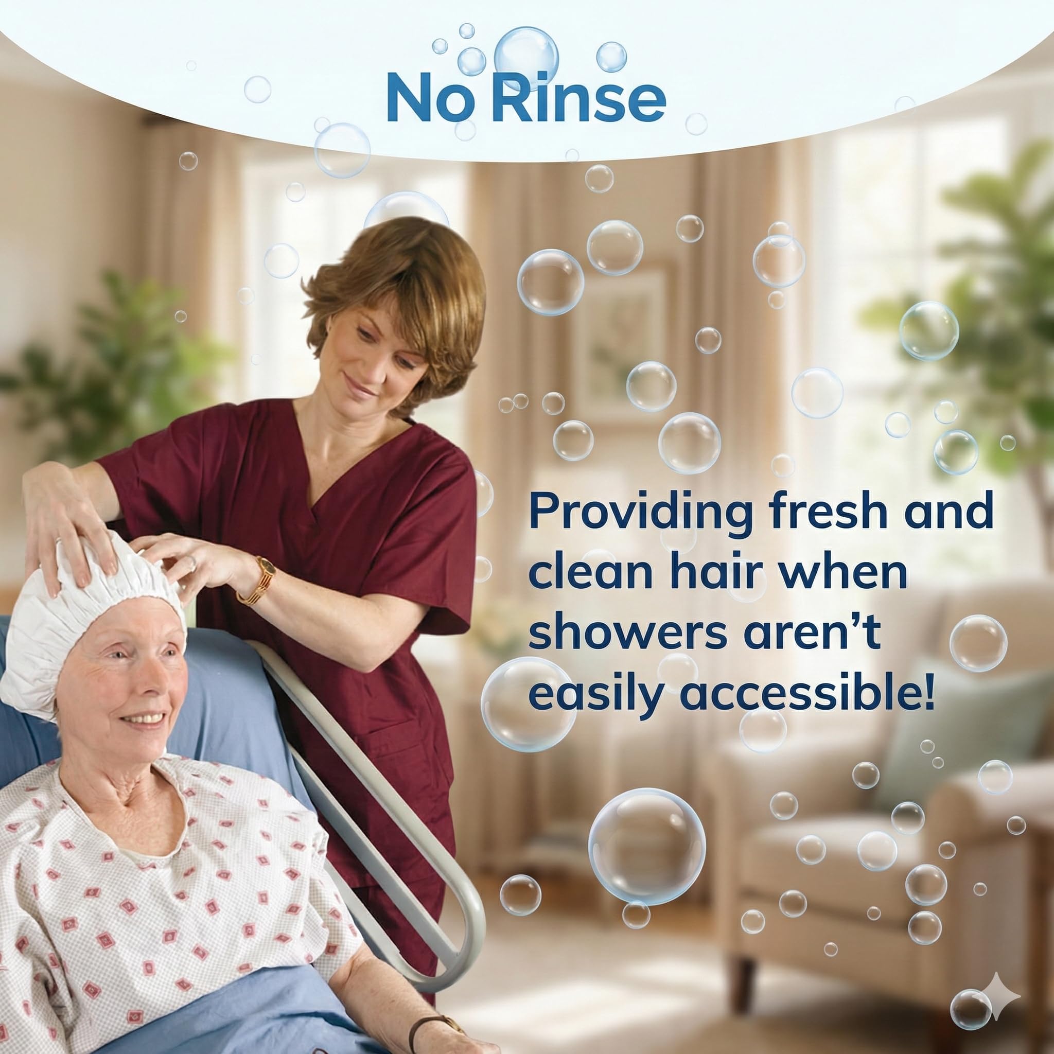 No-Rinse Cleanlife Products Shampoo Cap (10 Pack) - Waterless, Rinse Free Hair Washing and Conditioning Shower Caps for Bathing Elderly, Bedridden, Hospital Patients - Disposable, Hypoallergenic