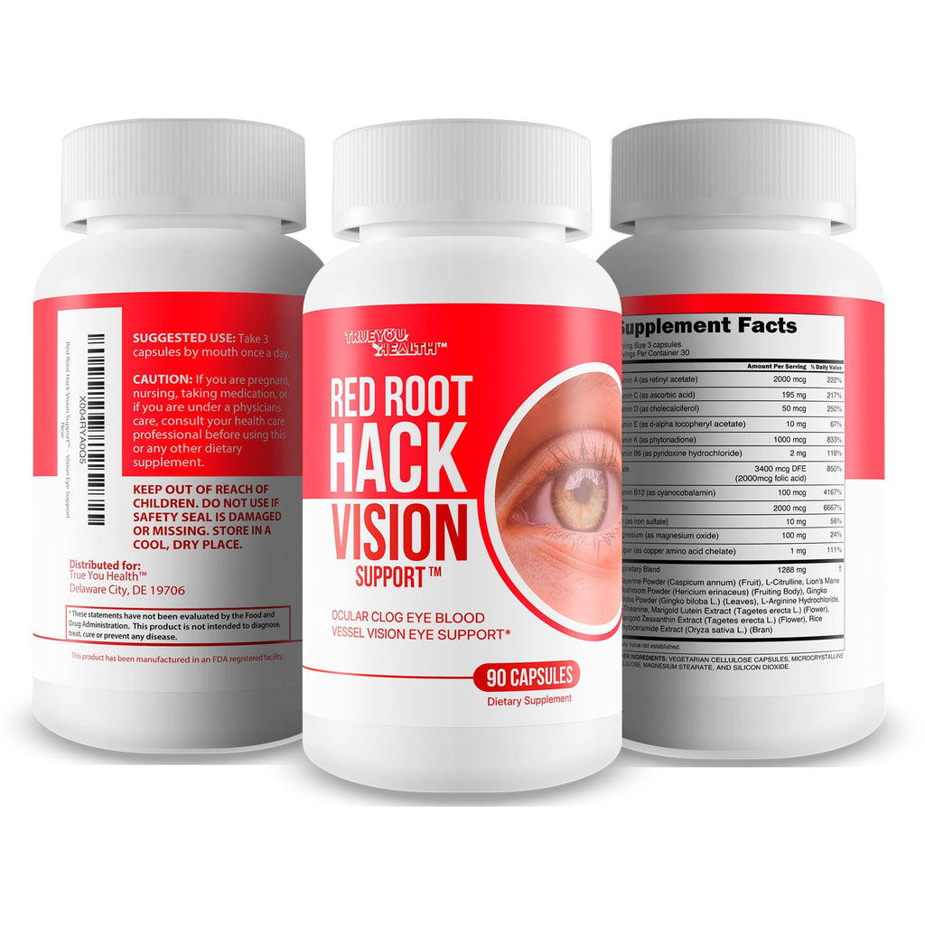 Red Root Hack Vision Supplement - Our Best Eye Pills for Ocular Clog - Vision Eye Vitamins to Improve Eyesight - Our Best Bloodflow Vision Pills Sight Care Formula with Vitamin A, Lutein, Zeaxanthin