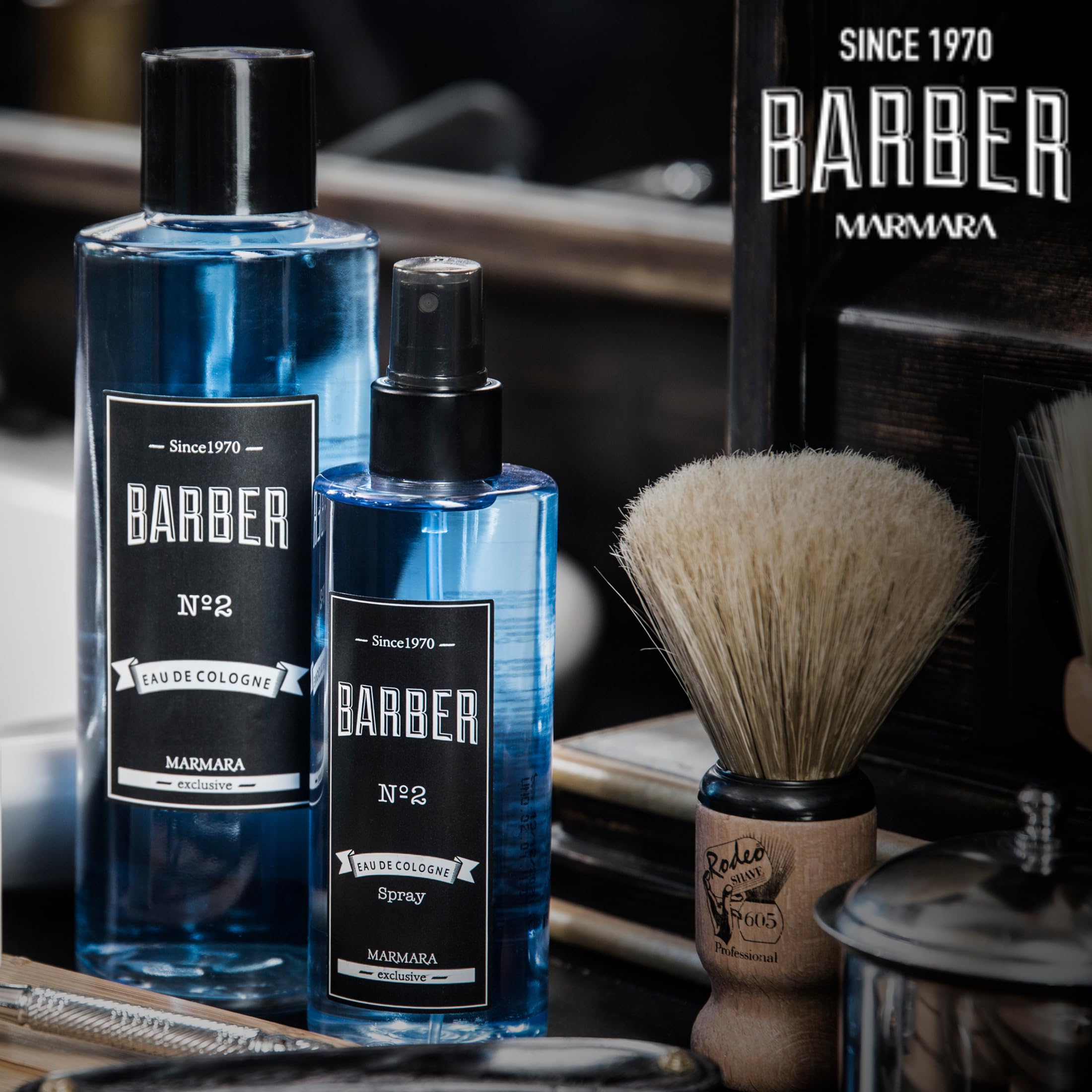 Marmara Barber Cologne - Best Choice of Barbers and Traditional Shaving Fans No:2 Series (Ball Pump Atomiser + 500ml x 2 Bottles)
