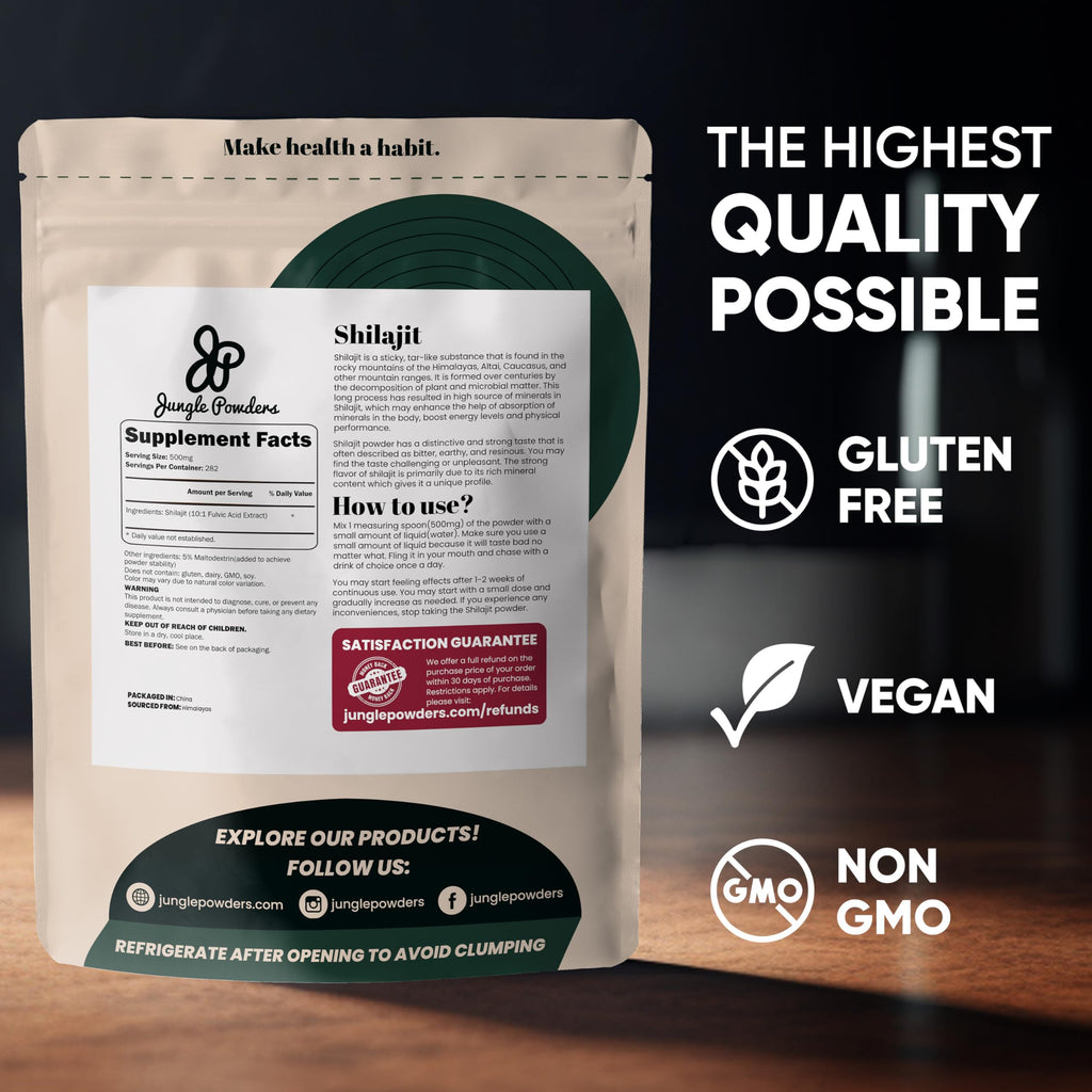 Shilajit Powder for Men 10:1 Extract 5 Ounce Bag 282 Servings Fulvic Acid Powder Extract, Immune Support Energy Supplement, Shilajit for Men Mineral Compound Raw Shilajit Contains Maltodextrin