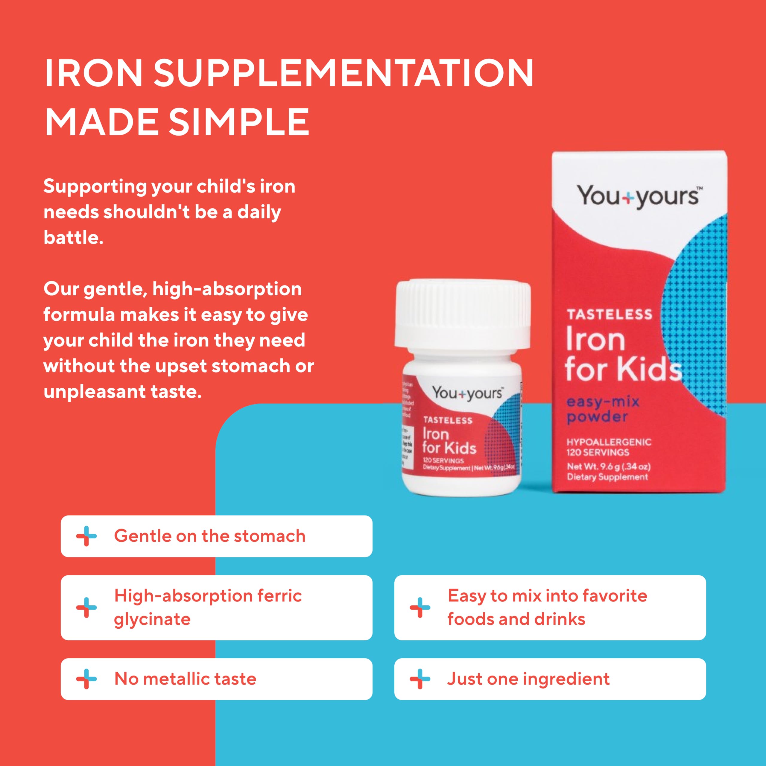 Tasteless Iron for Kids + Toddlers- 4-Month Supply | Just One Ingredient