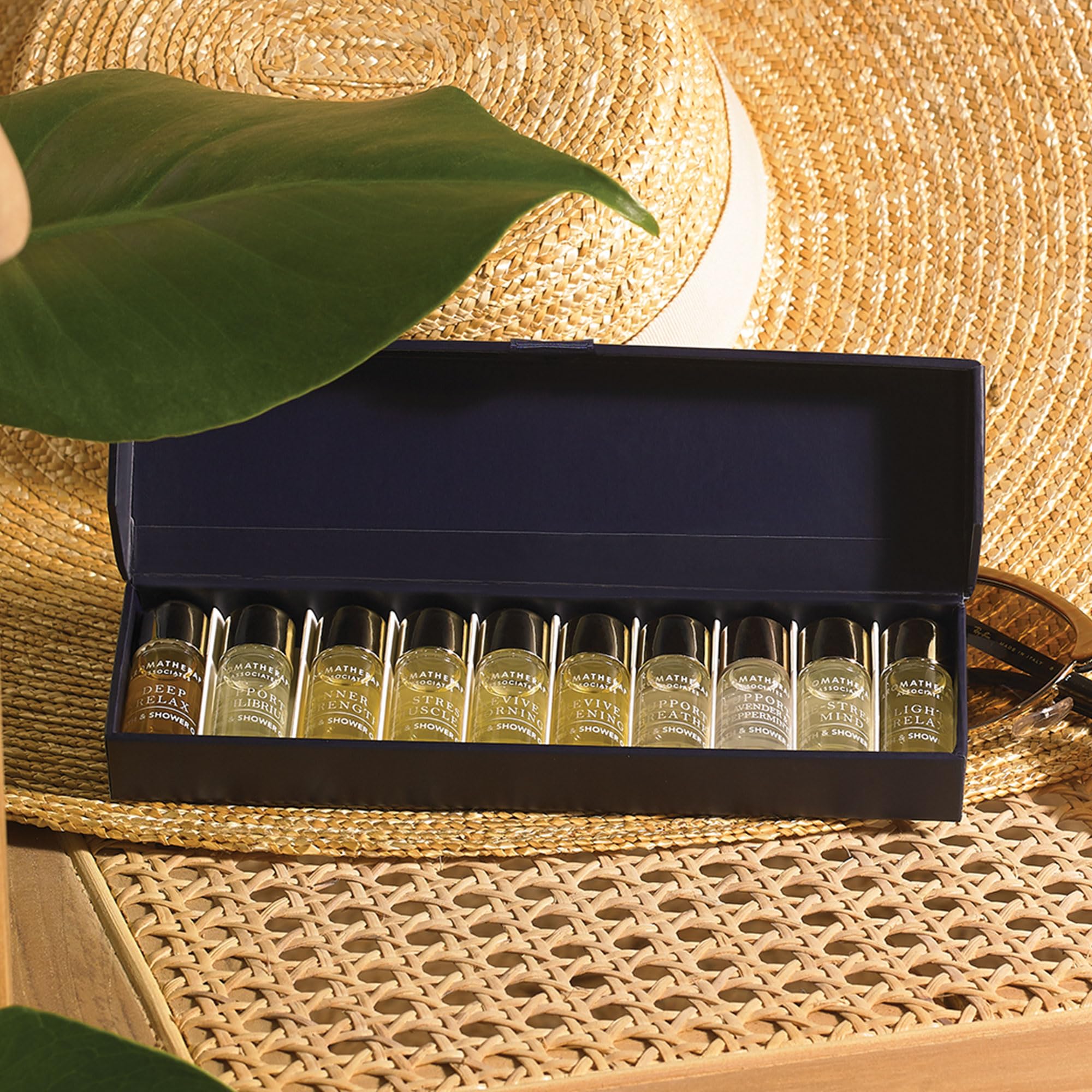 Aromatherapy Associates Essential Oil Blends – Luxury Shower and Body Oils for Dry Skin, Daily Aromatherapy Care for Men & Women, 10-Pack (0.10 fl oz Each) in Decorative Gift Box