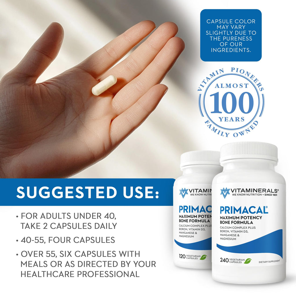 VITAMINERALS 95 Primacal® Bone Support Maximum Potency Calcium, Magnesium for Bone Loss (240)
