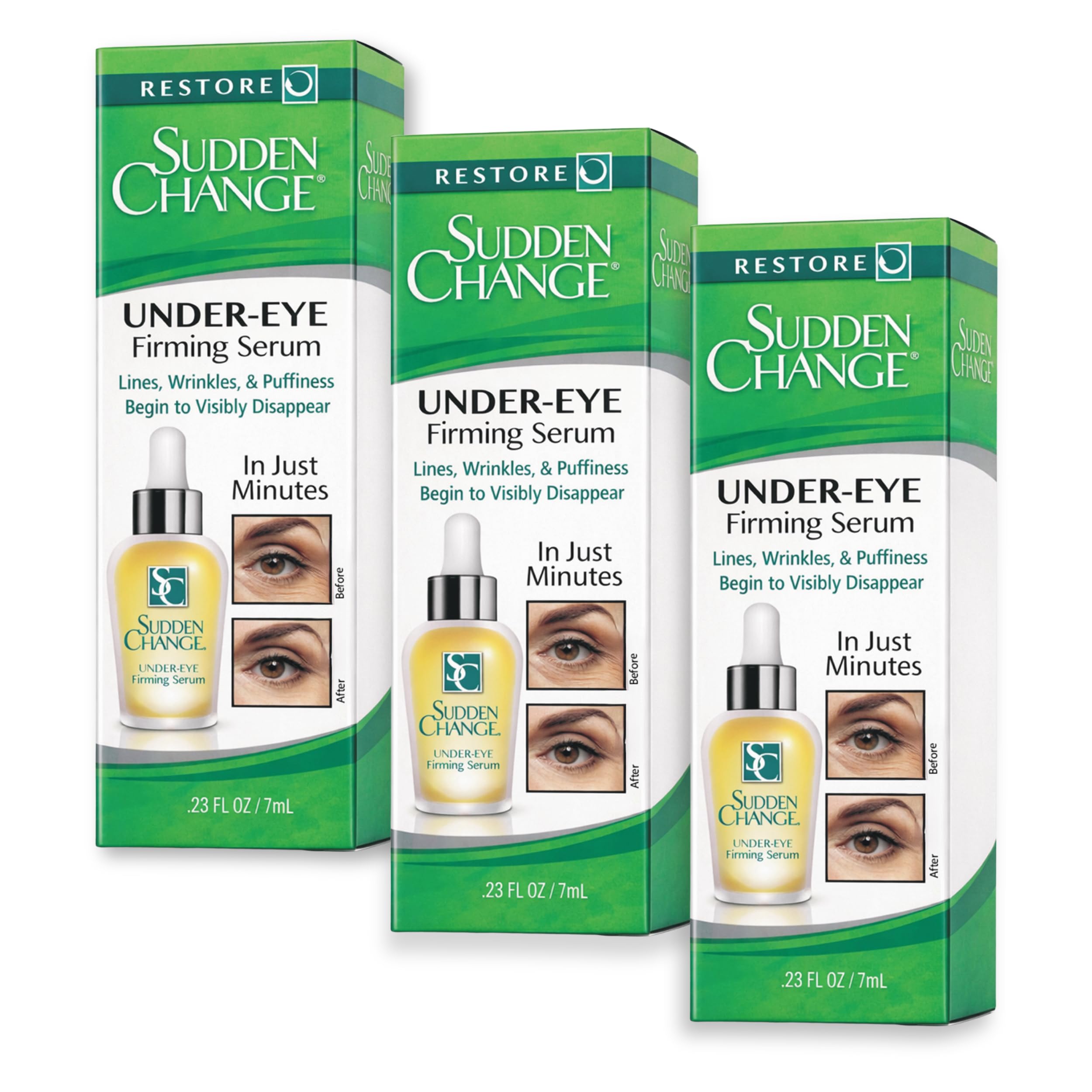 Sudden Change Instant Under-Eye Firming Serum – Fast-Acting Eye Tightening Serum for Under-Eye Bags, Puffiness, Lines & Wrinkles (0.23 oz, Pack of 3)