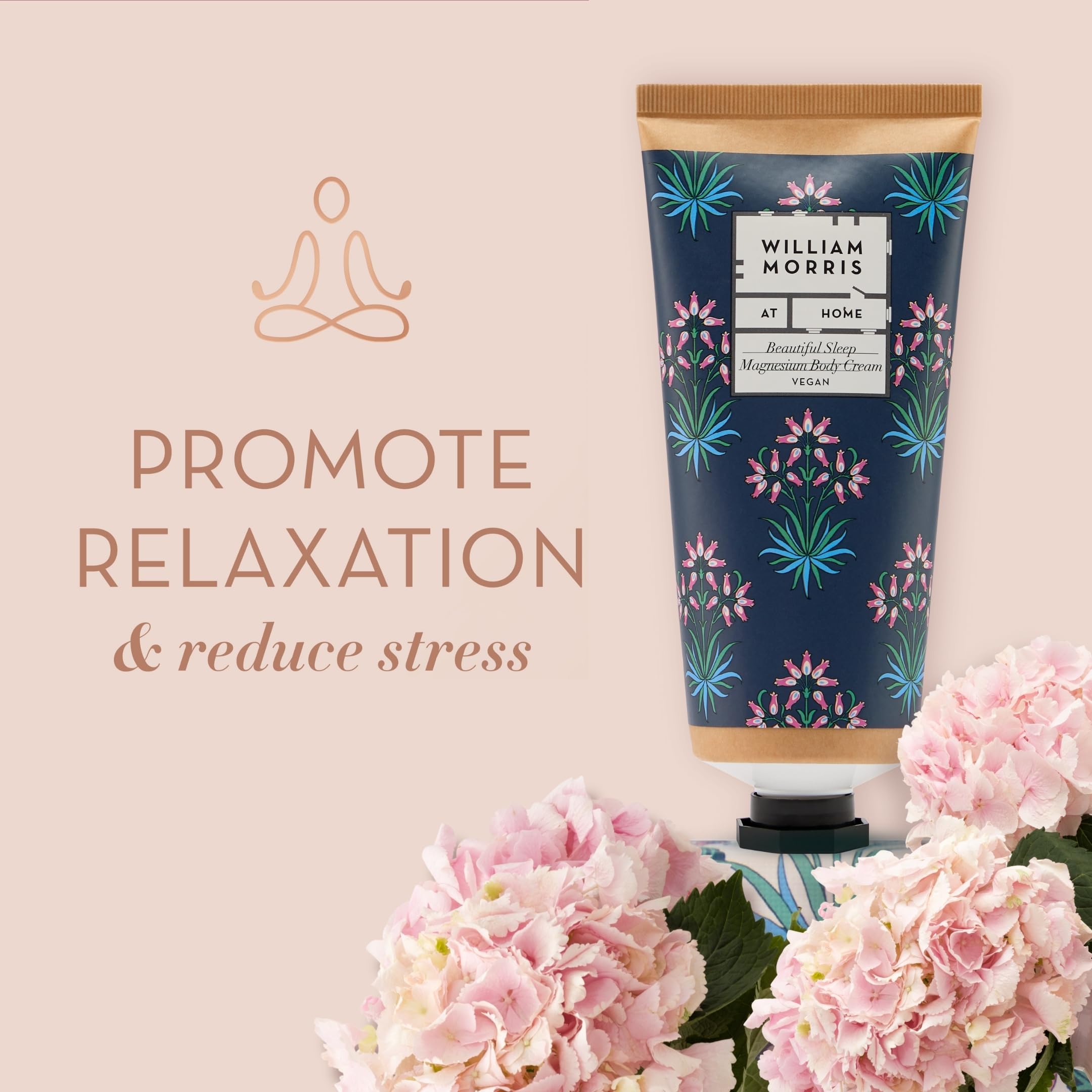 William Morris At Home Body Cream 200ml, Magnesium, Skin Softening, Fragrance with Calming Essential Oils, Travel Size, Vegan and Cruelty Friendly, Beauty Gift for Her