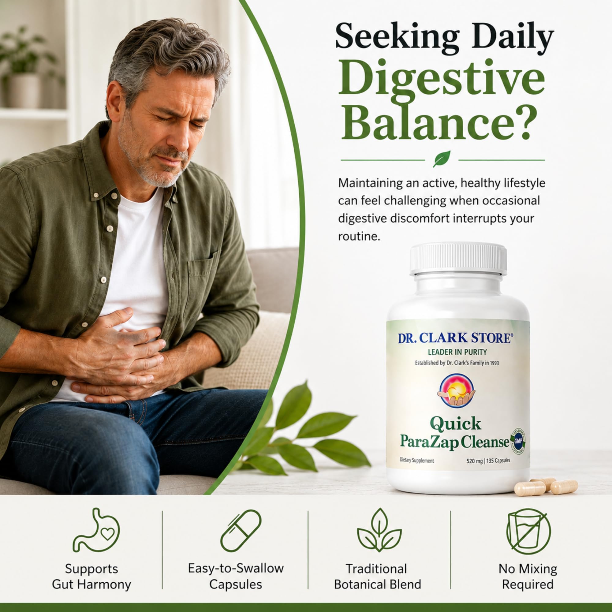 Dr Clark Store para-Zap – 520mg, 135 Capsules, Supports Digestive Health & Gut Balance