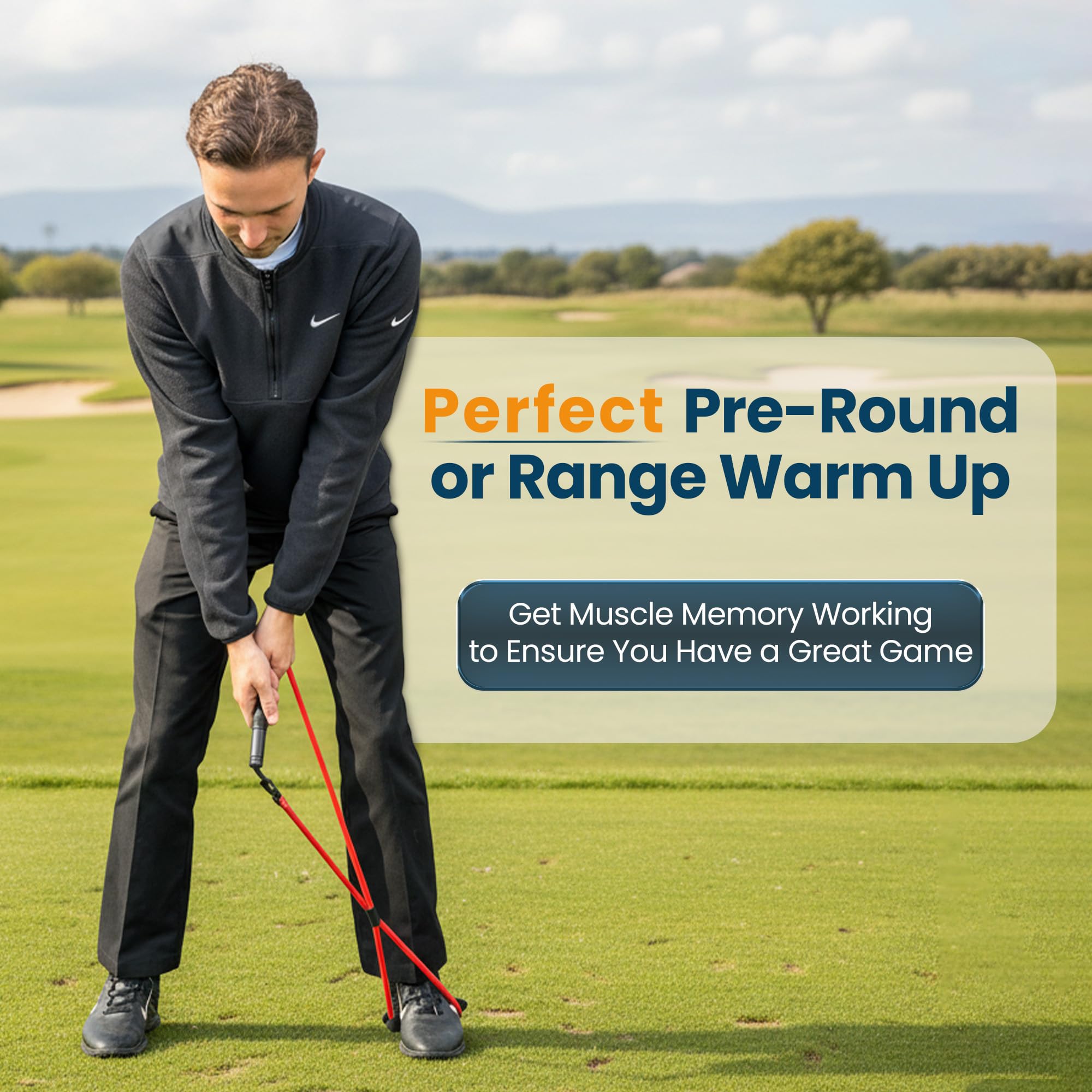 Happy Golfer Golf Resistance Bands Swing Trainer | Golf Power Trainer for Swing Path, Grip & Speed Training | Portable Golf Training Aid for Warm Up, Strength & Practice