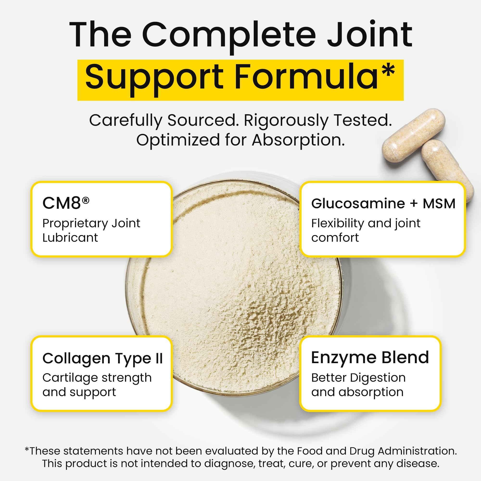 Flexcin Extra Strength Joint Formula with CM8 (Cetyl Myristoleate) - Joint Supplements for Men and Women with Glucosamine, MSM, Collagen Type II - 120 Capsules