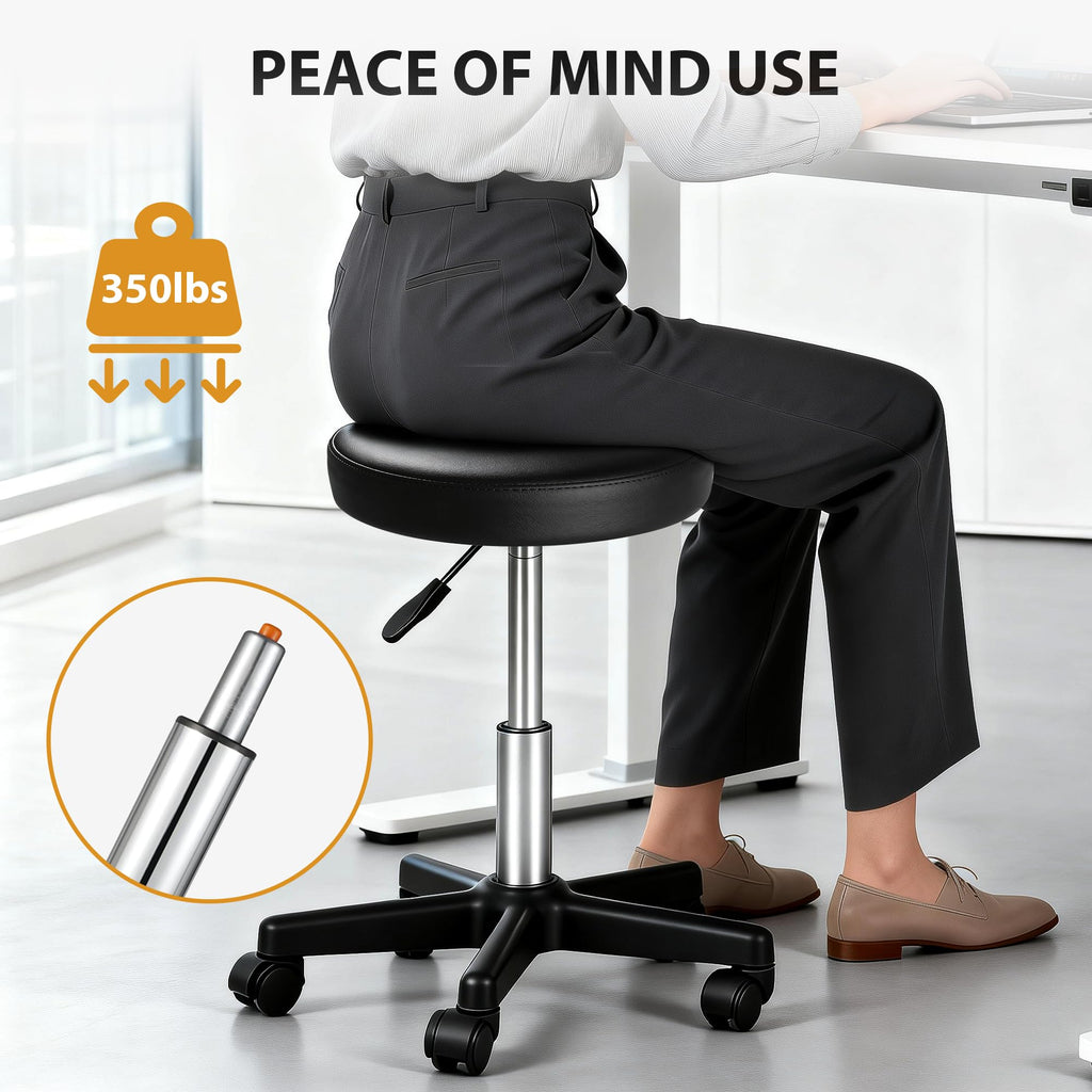 Nova Microdermabrasion Rolling Stool with Wheels Swivel Salon Stool Adjustable Drafting Tattoo Office Chair for Massage Bar Kitchen Spa Shop with Thick Cushion