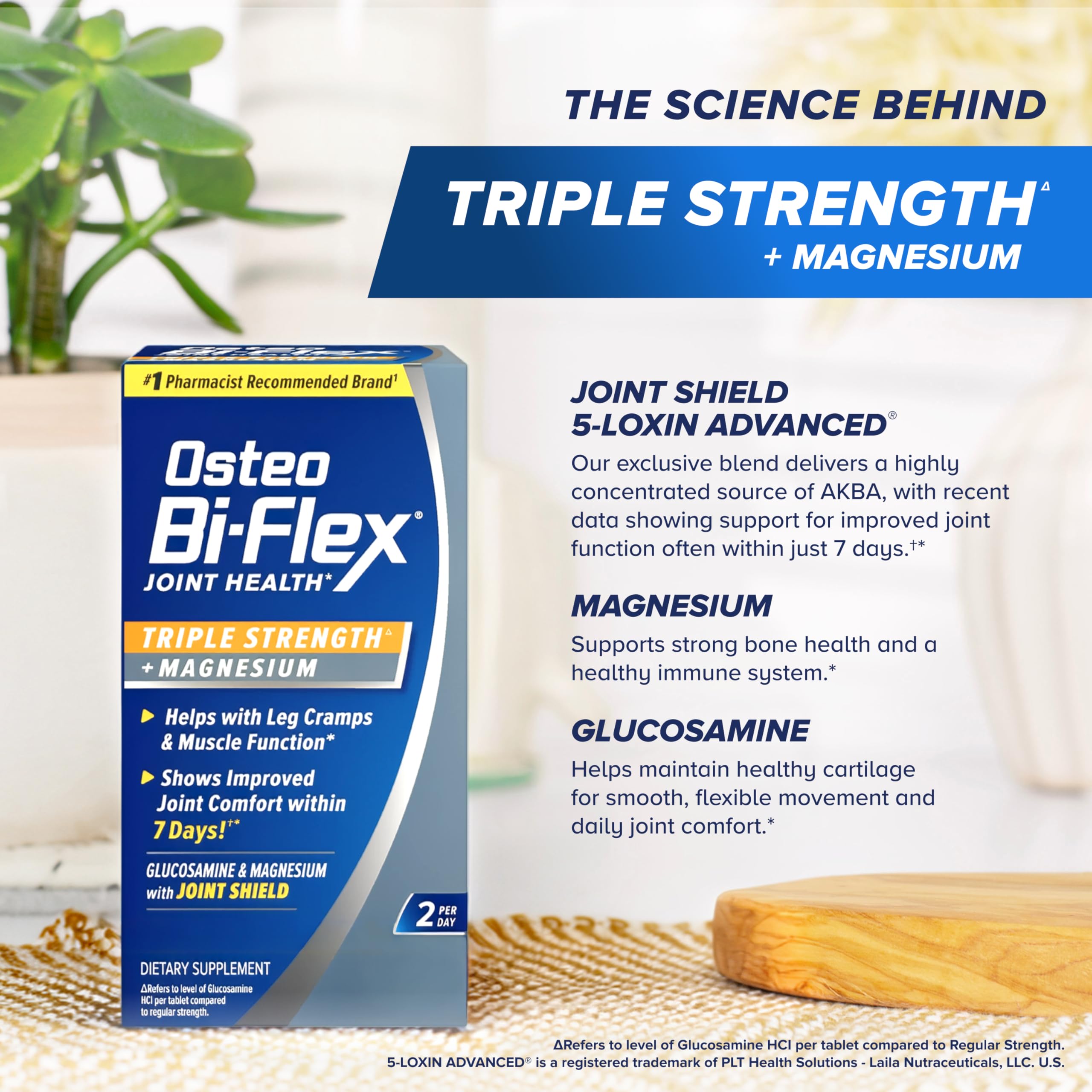 Osteo Bi-Flex Triple Strength Glucosamine Supplement with Magnesium, Improve Joint Function, Helps Leg Cramps and Muscle Function, 80 Coated Tablets