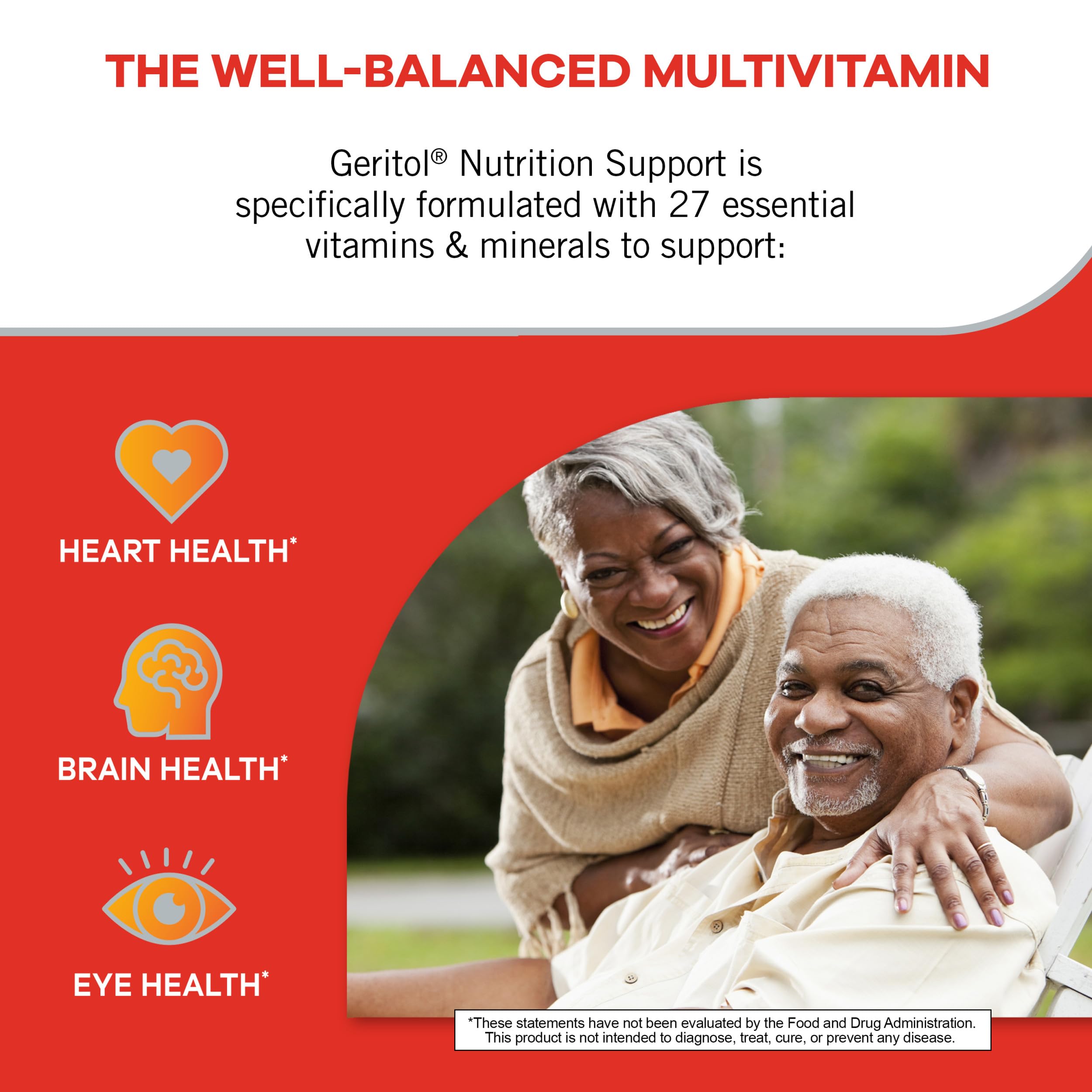 Geritol Multivitamin Supplement, Contains B-Vitamins, Antioxidants, Vitamins C, E & D and Iron, 27 Essential Vitamins and Minerals, Gluten-Free, Non-GMO, No Artificial Sweeteners, 100 Tablets, 3 Pack