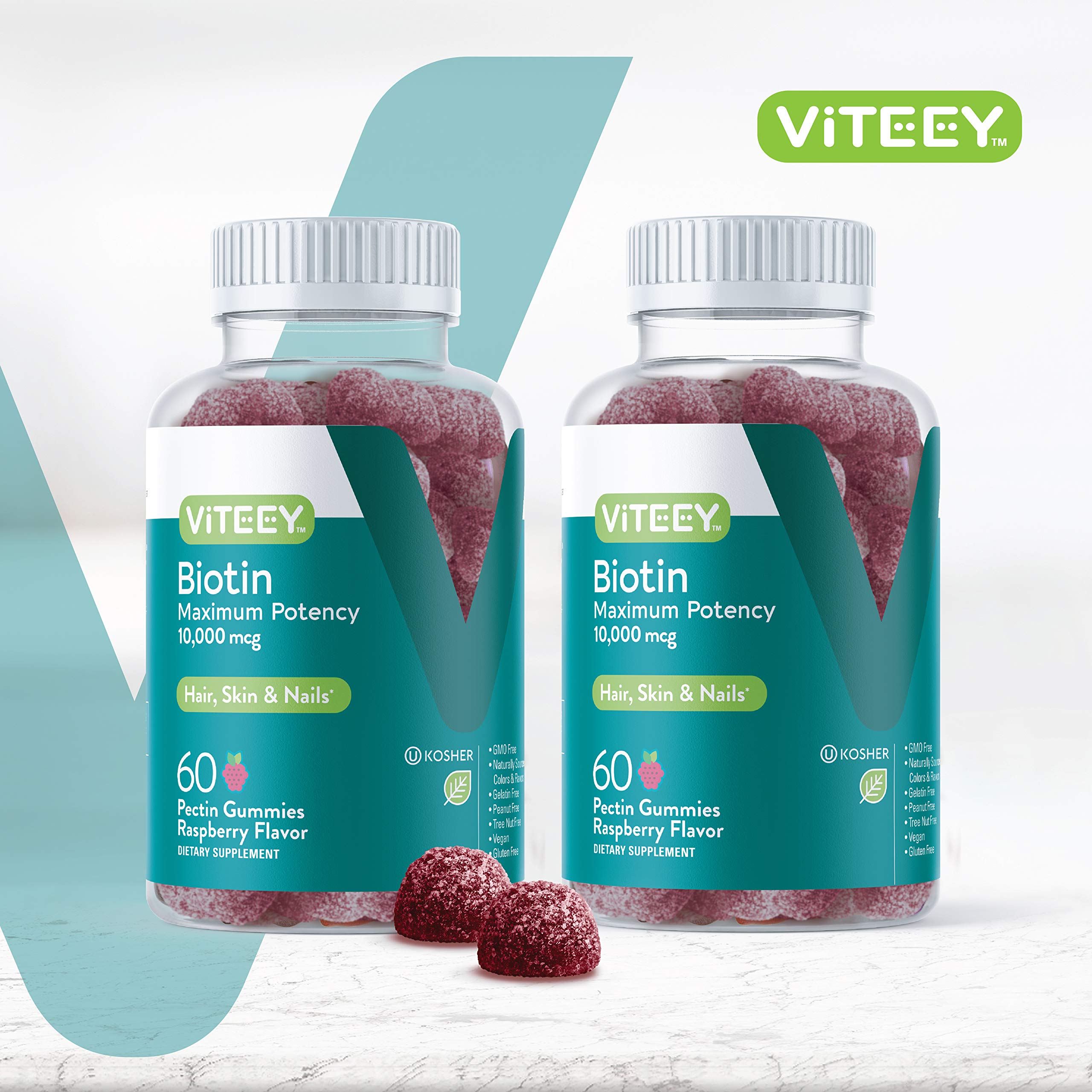 Viteey Biotin Gummies - 10,000 mcg - 120 Count