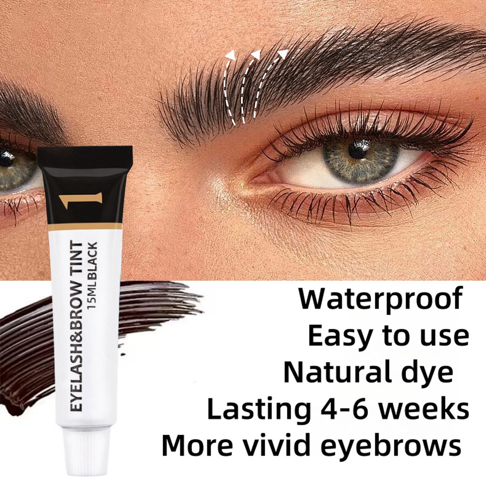 AuraAnge Eyebrow & Eyelash Tint Kit, Black Eyebrow Dye, Semi-Permanent Eyelash Tint, Volume Lashes & Full Brows Last 4 Weeks, Fast & Easy Application with All Tools, Sensitive Skin Friendly, 30ml
