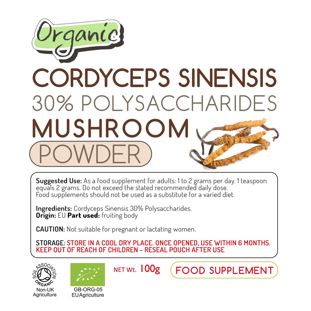 Organic Cordyceps sinensis - Dual Extracted - EU Grown - 100g