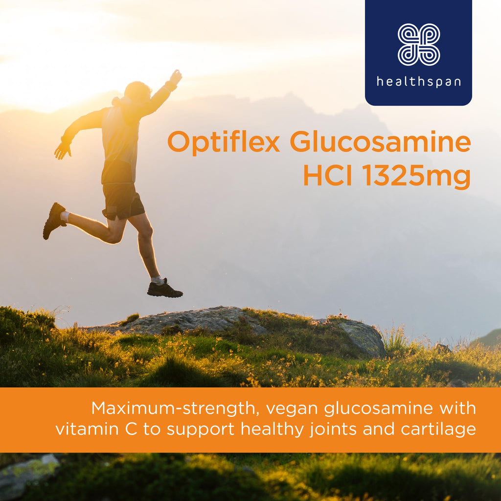 Healthspan Optiflex Glucosamine HCI 1,325mg with Vitamin C | Shellfish Free Vegan Tablets for Joint Health | 40% More glucosamine Than Glucosamine Sulphate | Added Vitamin C (120 Tablets)