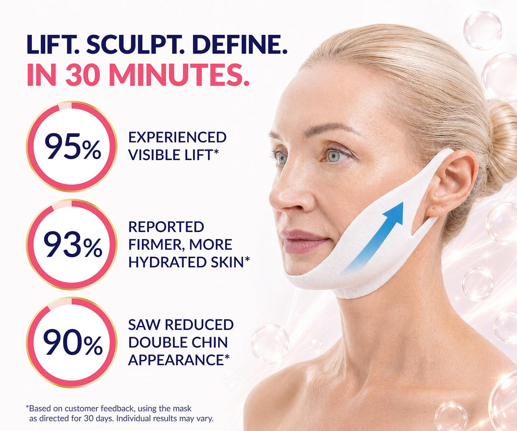 STYLIA V Line Lifting Collagen Face Mask - Lift, Firm & Contour Jawline - Double Chin Strap with Hyaluronic Acid & Aloe Vera - Hydrating Neck & Face Tightening Mask - Chin Strap for Sleeping - 20PC
