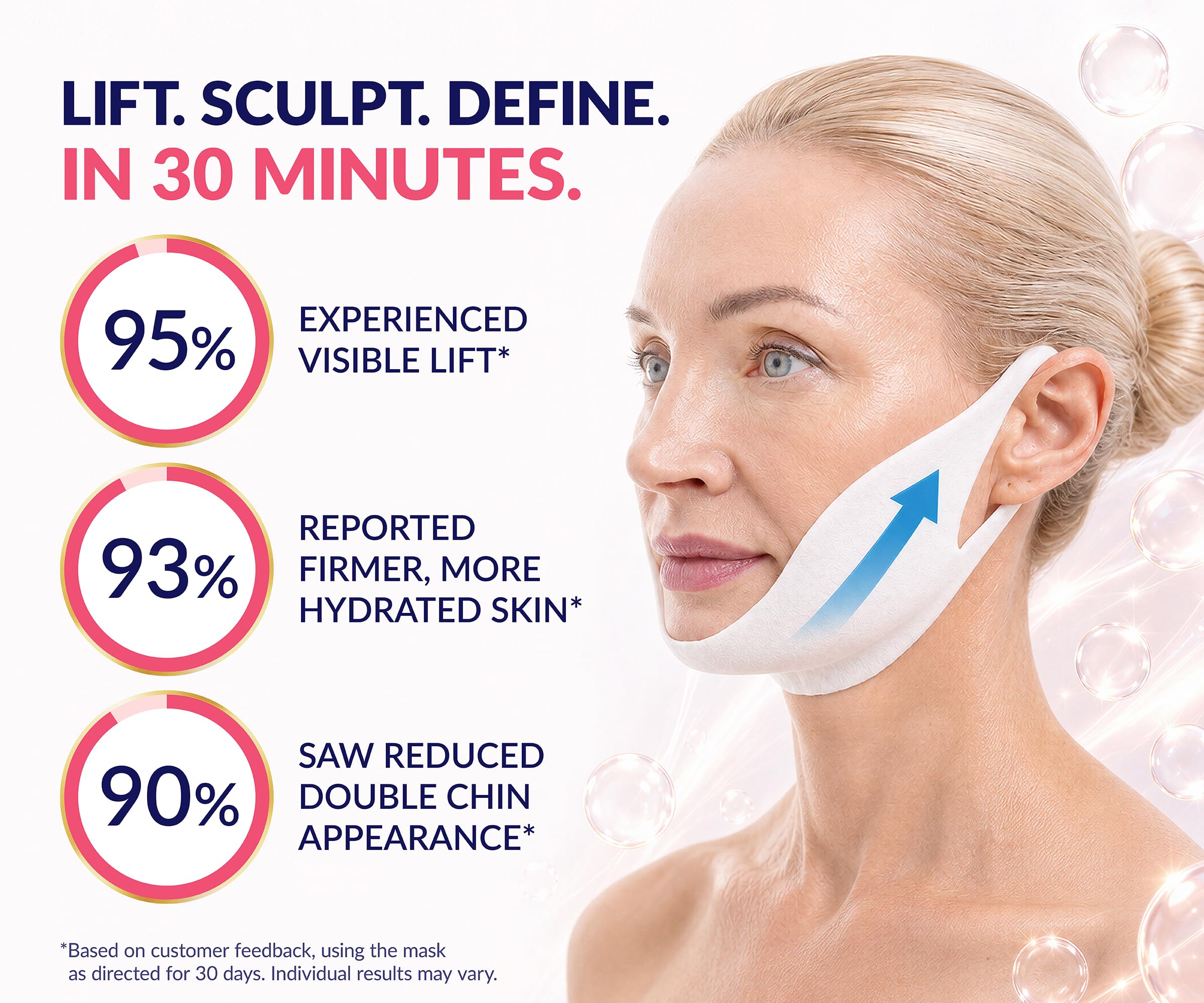 STYLIA V Line Lifting Collagen Face Mask - Lift, Firm & Contour Jawline - Double Chin Strap with Hyaluronic Acid & Aloe Vera - Hydrating Neck & Face Tightening Mask - Chin Strap for Sleeping - 20PC