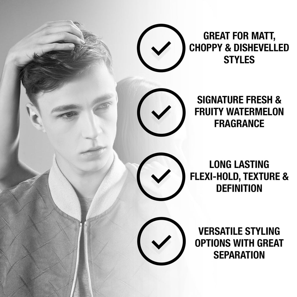 men-u CLAY styling 100ml, mens hair products – For matt & choppy styles. SIGNATURE MELON FRAGRANCE - Mens hair wax, medium hold & matt finish / 100ml