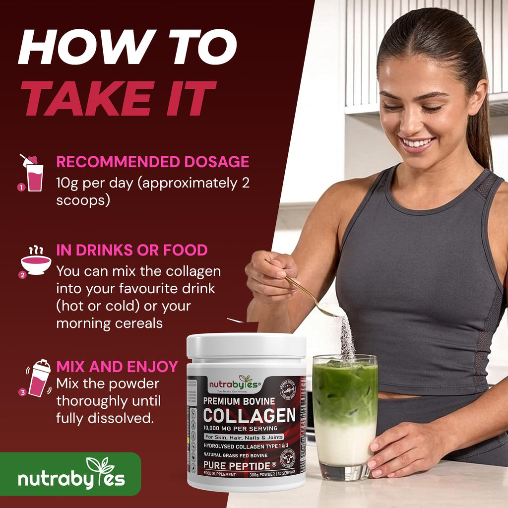 Bovine Collagen Powder 10000mg | Grass Fed | Type 1&3 | Unflavoured | 300g