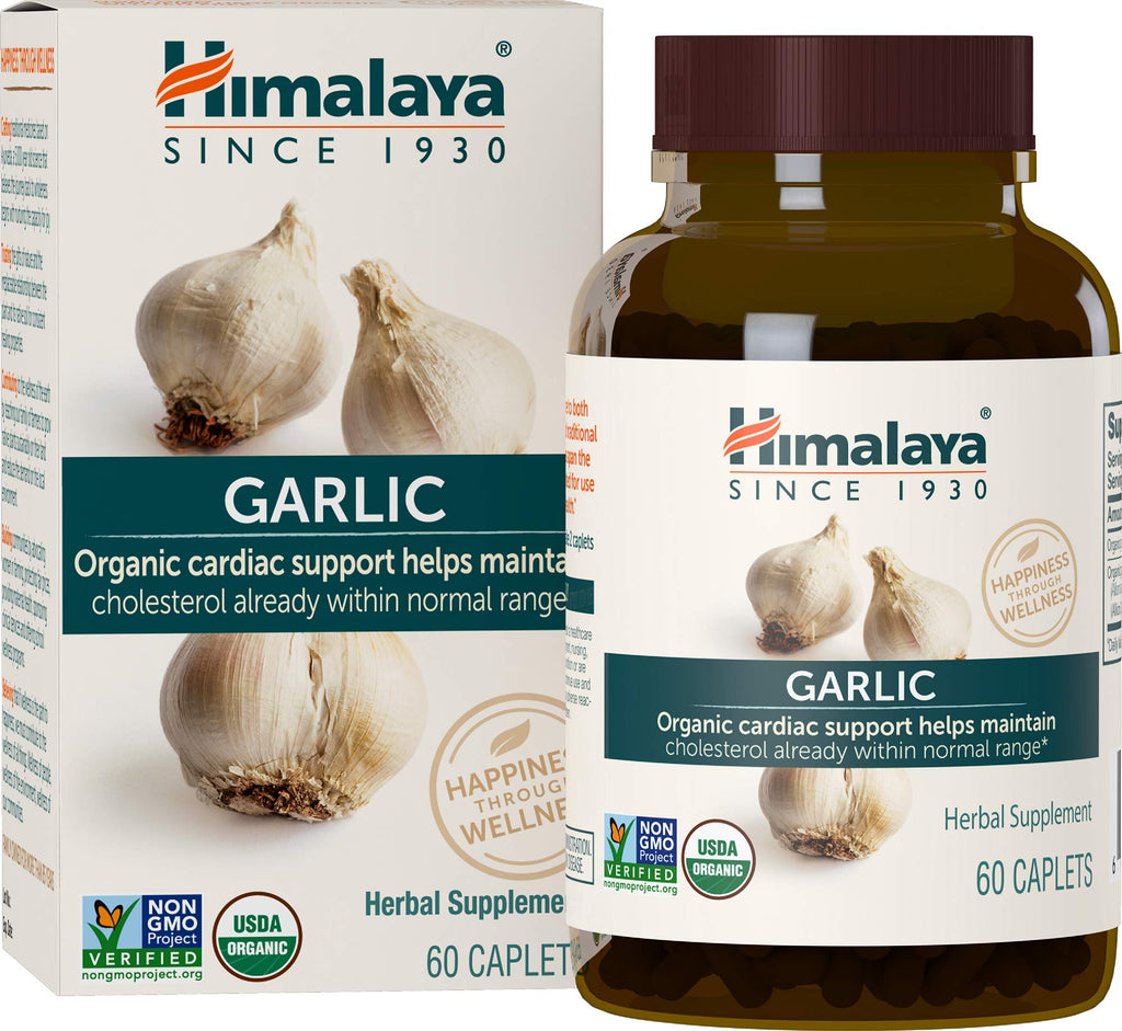 Himalaya USDA Organic Garlic Capsules-Herbal Garlic Supplements for Lipid Metabolism and Immune Support-Garlic Pills,Garlic Extract,Support Cholesterol Levels,Vegan,Non-GMO,1400 mg,120 Caplets