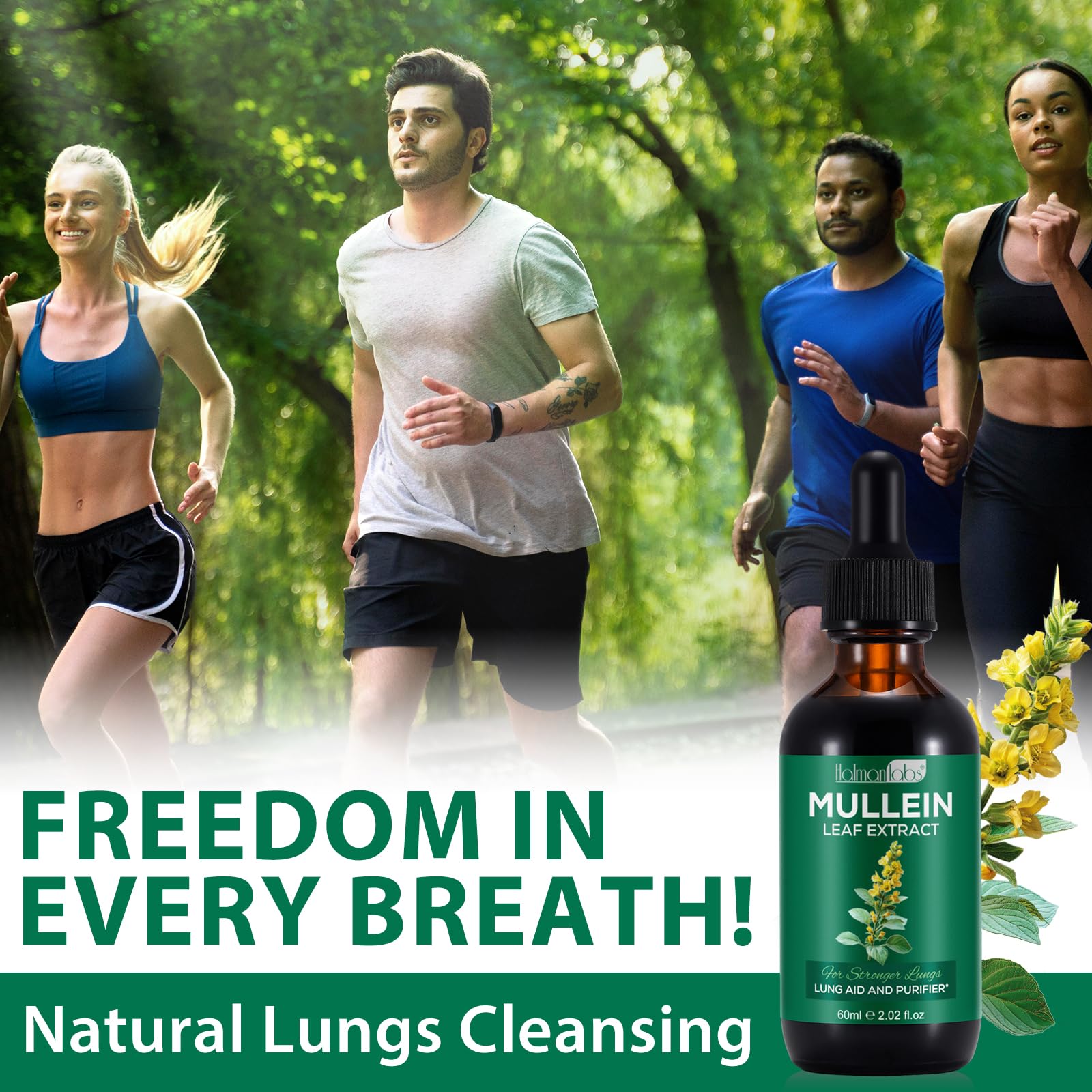 caqorzo Mullein Drops, Mullein Leaf Extract for Lung Cleanse and Respiratory Support,Mullein Herbal Supplements(2.02fl.oz)