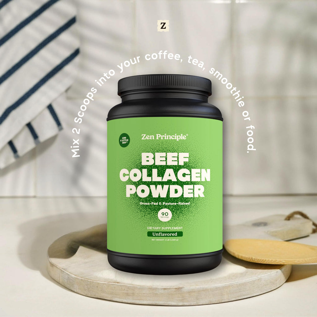 Zen Principle Grass-Fed Agglomerated Hydrolyzed Collagen Peptides 3 lb. Anti-Aging Protein for Healthy Hair, Skin & Joints. Paleo Friendly, GMO and Gluten Free, Pasture-Raised Bovine.