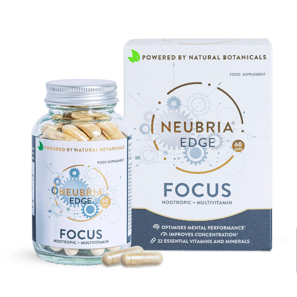 Neubria Edge Focus Formula Nootropic and Multivitamin, Helps to Improve Concentration and Focus with 22 Essential Vitamins and Minerals - 60 Capsules (one month's Supply)