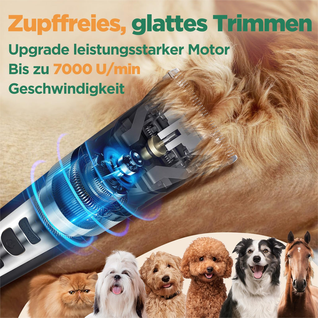 Gimars 4 in 1 Dog Grooming Clippers with Small Trimmer, 7000RPM High-Power 4-Speed Quiet Pet Shaver (≤55dB), Cordless Rechargeable Dog Hair Clippers for Thick Coats with Scissors, Comb & USB