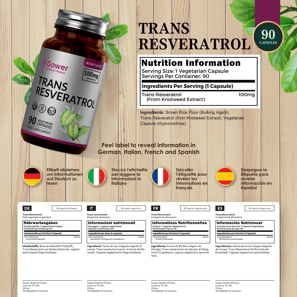 GH Resverstrol | 90 High Strength Resveratrol Supplements - 100mg Trans Resveratrol per Serving | Japanese Knotweed Antioxidant Supplement | Non-GMO & Allergen Free | Made in the UK