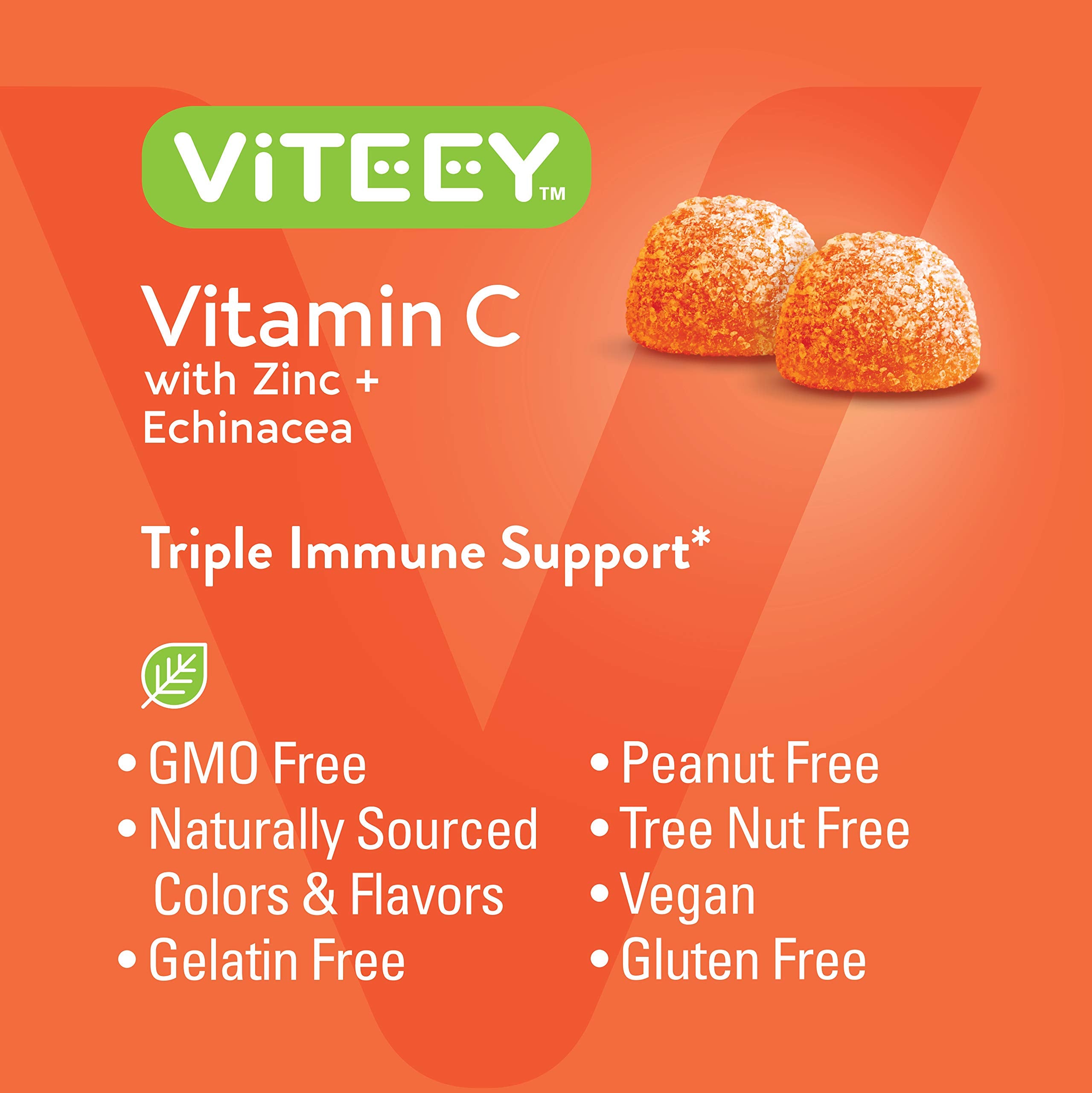Viteey Vitamin C Gummies for Adults & Teens with Zinc & Echinacea-120 Count