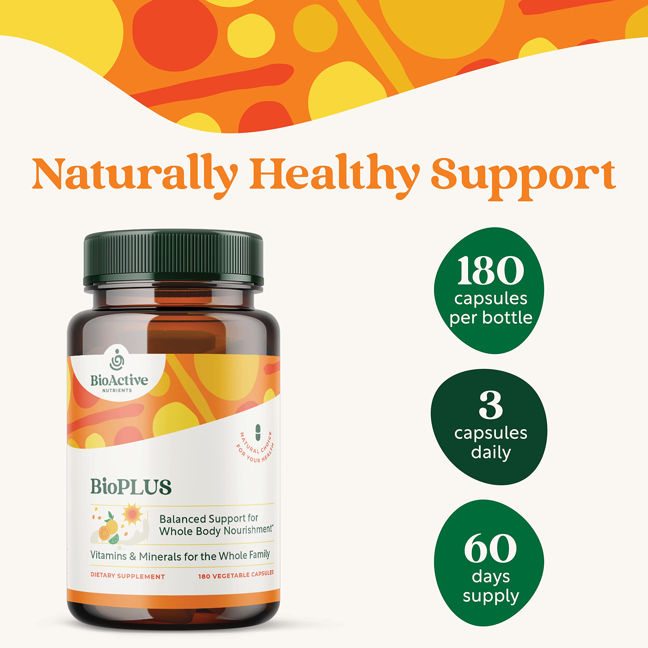 BIOACTIVE NUTRIENTS BioPlus Multivitamin Multimineral - Support Overall Health* - 180 Capsules