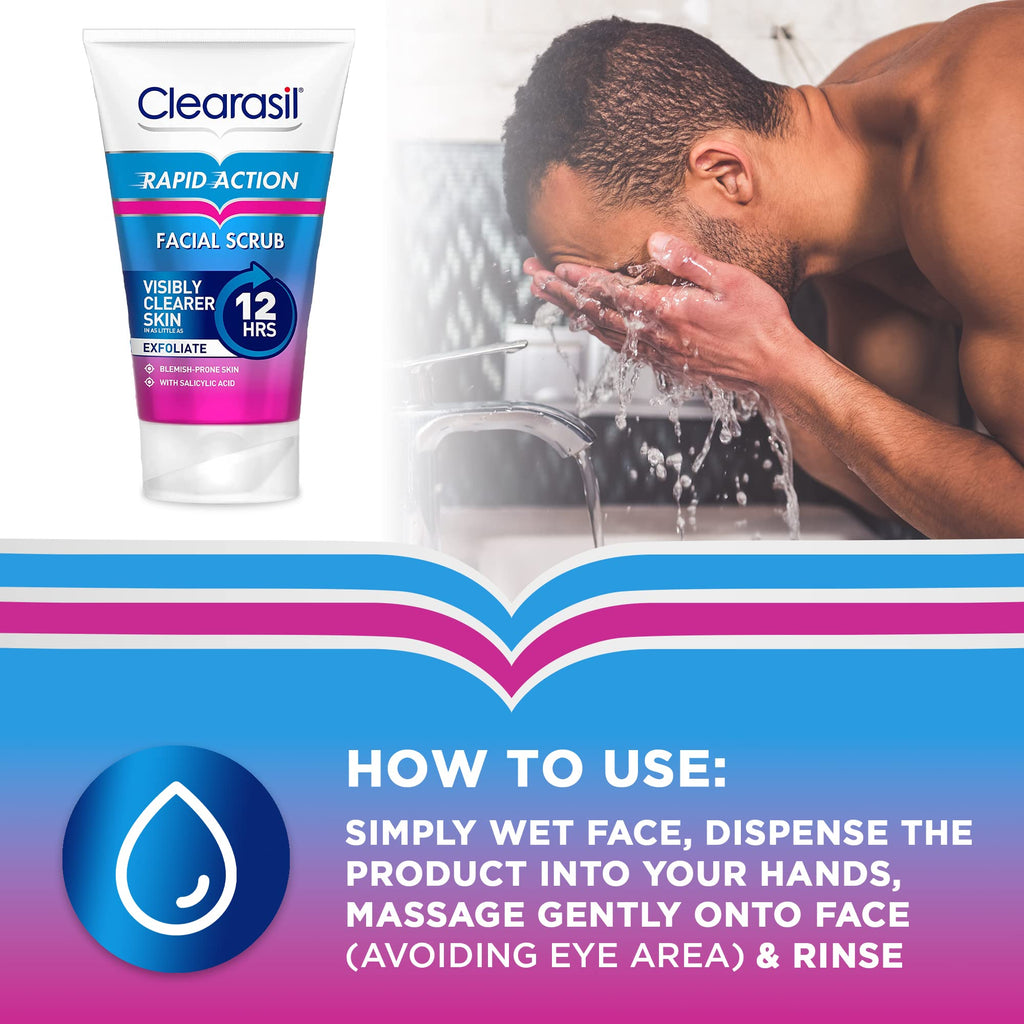 Clearasil Rapid Action Exfoliating Scrub, For Acne Prone Skin, Unclog Pores, Reduces Blackheads, Pimples & Excess Oil, Everyday Spots Prevention, 125 ml(Packaging May Vary)
