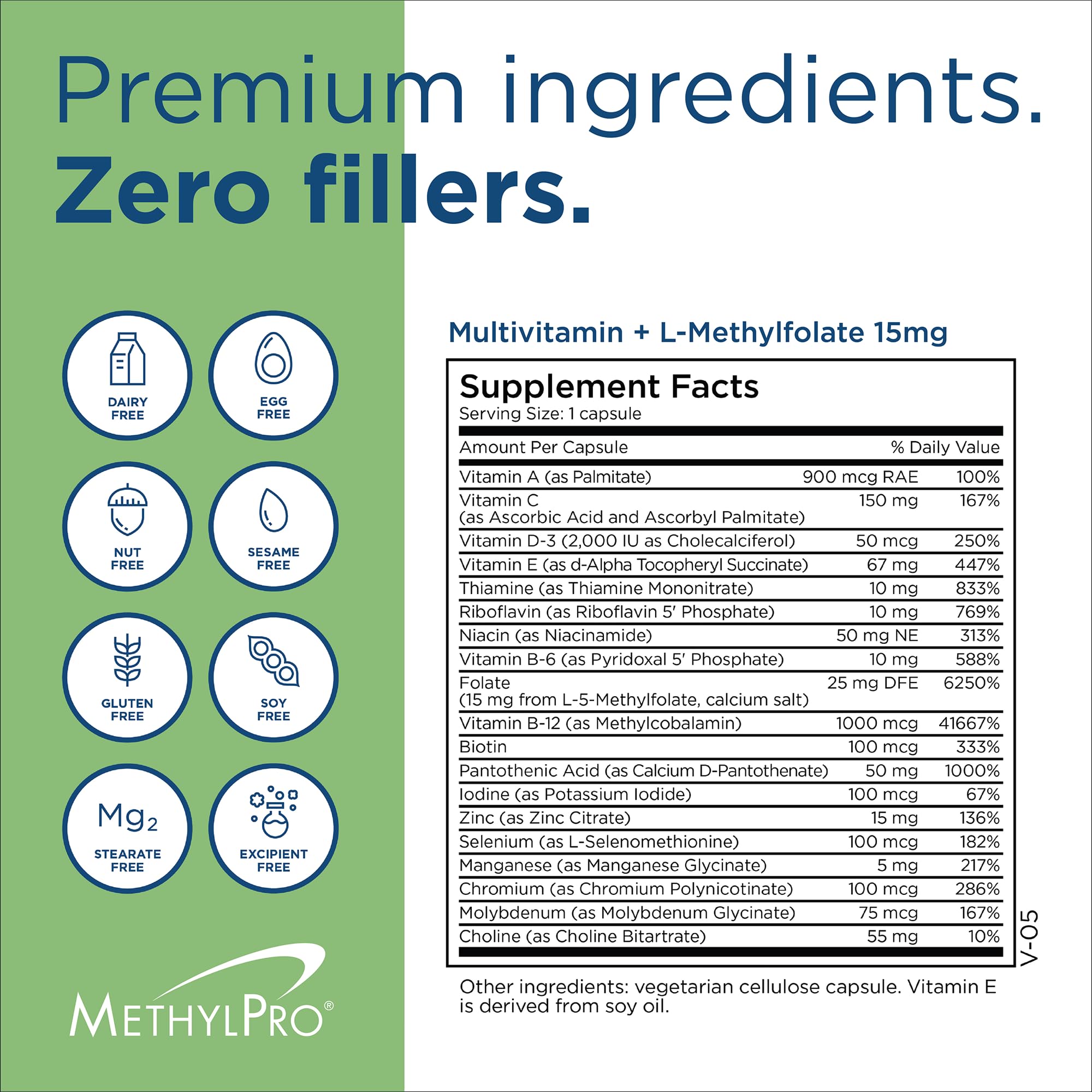 MethylPro Multivitamin + L-Methylfolate 15 mg - Supports a Healthy Mindset - Vitamins A, C, D3, E & More - Active Folate for Methylation Support & Biochemical Reactions - 30 Servings - 30 Capsules
