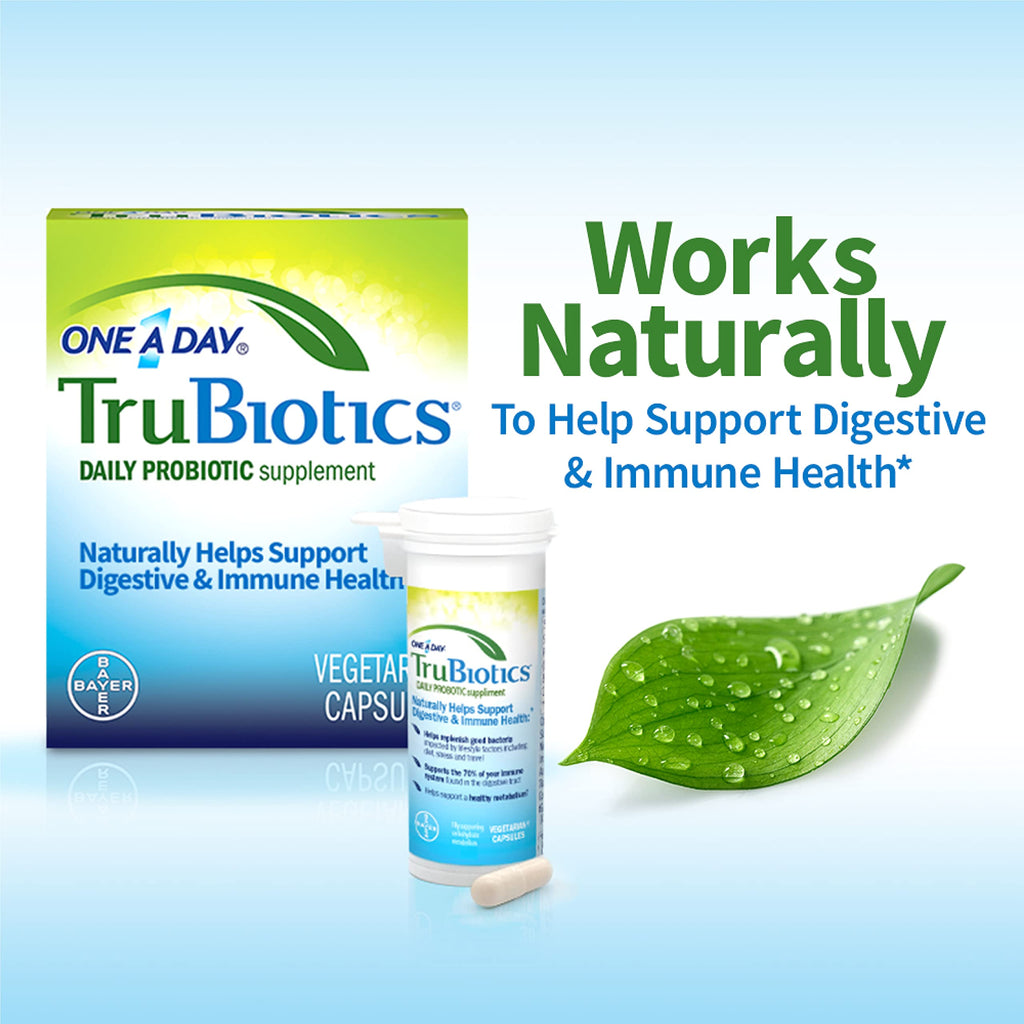 TruBiotics Daily Probiotic, 30 Capsules - Gluten Free, Soy Free Digestive + Immune Health Support Supplement for Men and Women