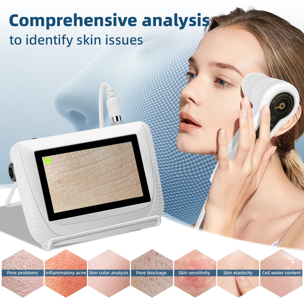 Scalp Analysis Machine, Skin Hair Analyze, 5 Inch LCD Screen Rechargeable Digital Scanner for Skin & Hair Analysis, 50x/200x DualHeads, Digital Scalp Health Detection Use for Home and Salon