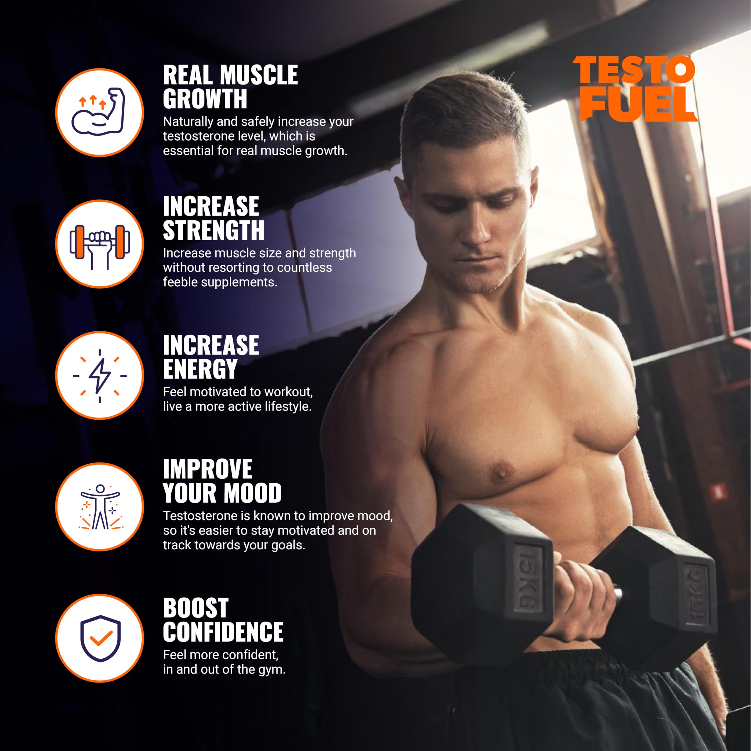ROAR AMBITION TestoFuel 120 T-Booster Pills - Test Booster for Men - 100% Natural Ingredients - Contributes to Normal Testosterone Levels & Muscle - Vitamin, Fenugreek & Magnesium Booster