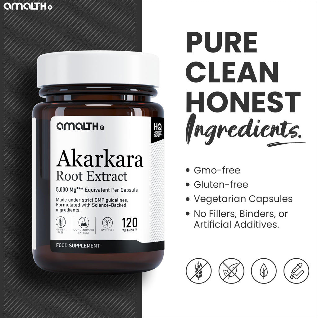 Akarkara Root Extract 10:1 500mg | 120 Capsules | High Strength Herbal Supplement | Pure Botanical Formula | Non-GMO | Vegan Capsules | No Additives | Premium Quality