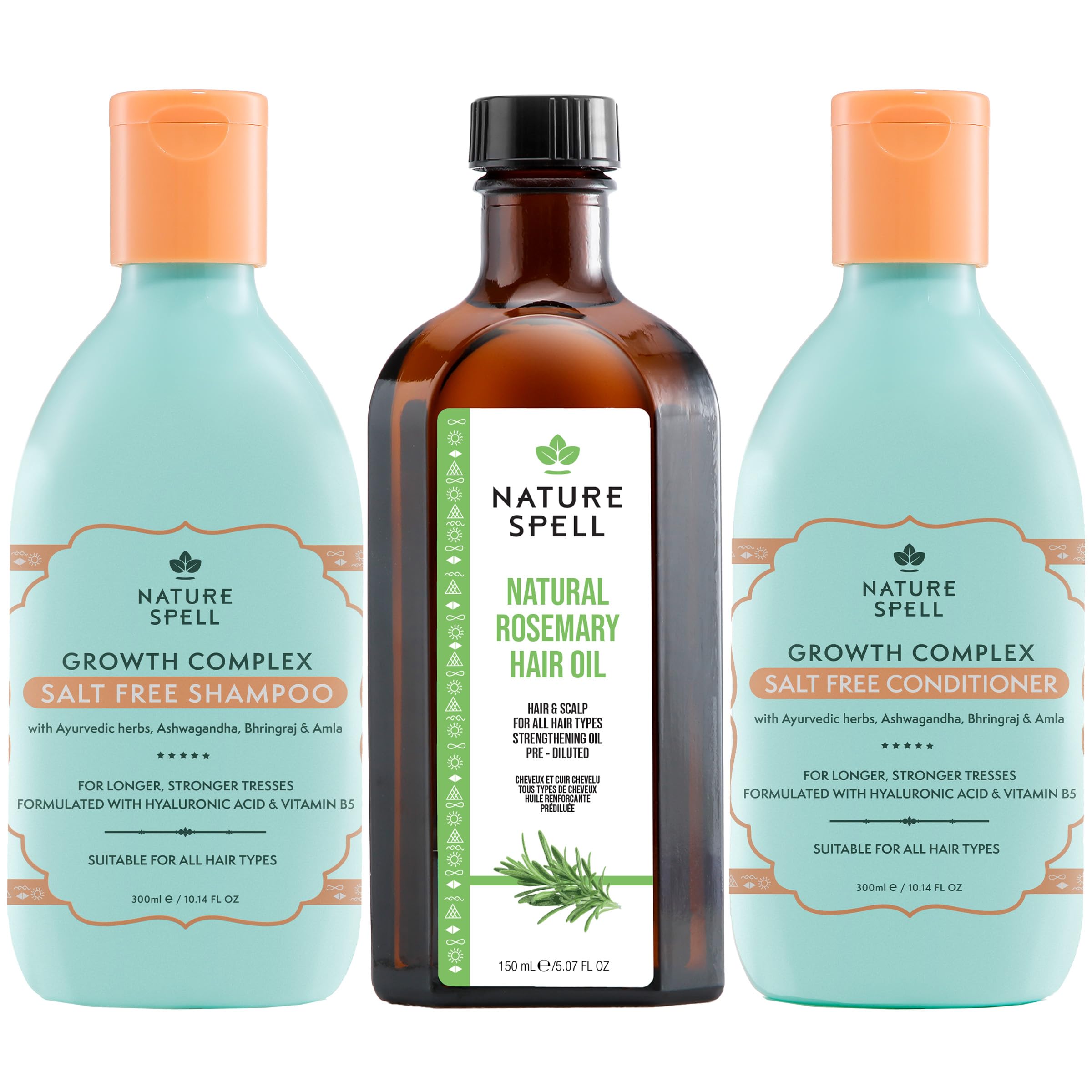 Nature Spell Hair Growth Trio, with Rosemary Oil, Shampoo & Conditioner Set