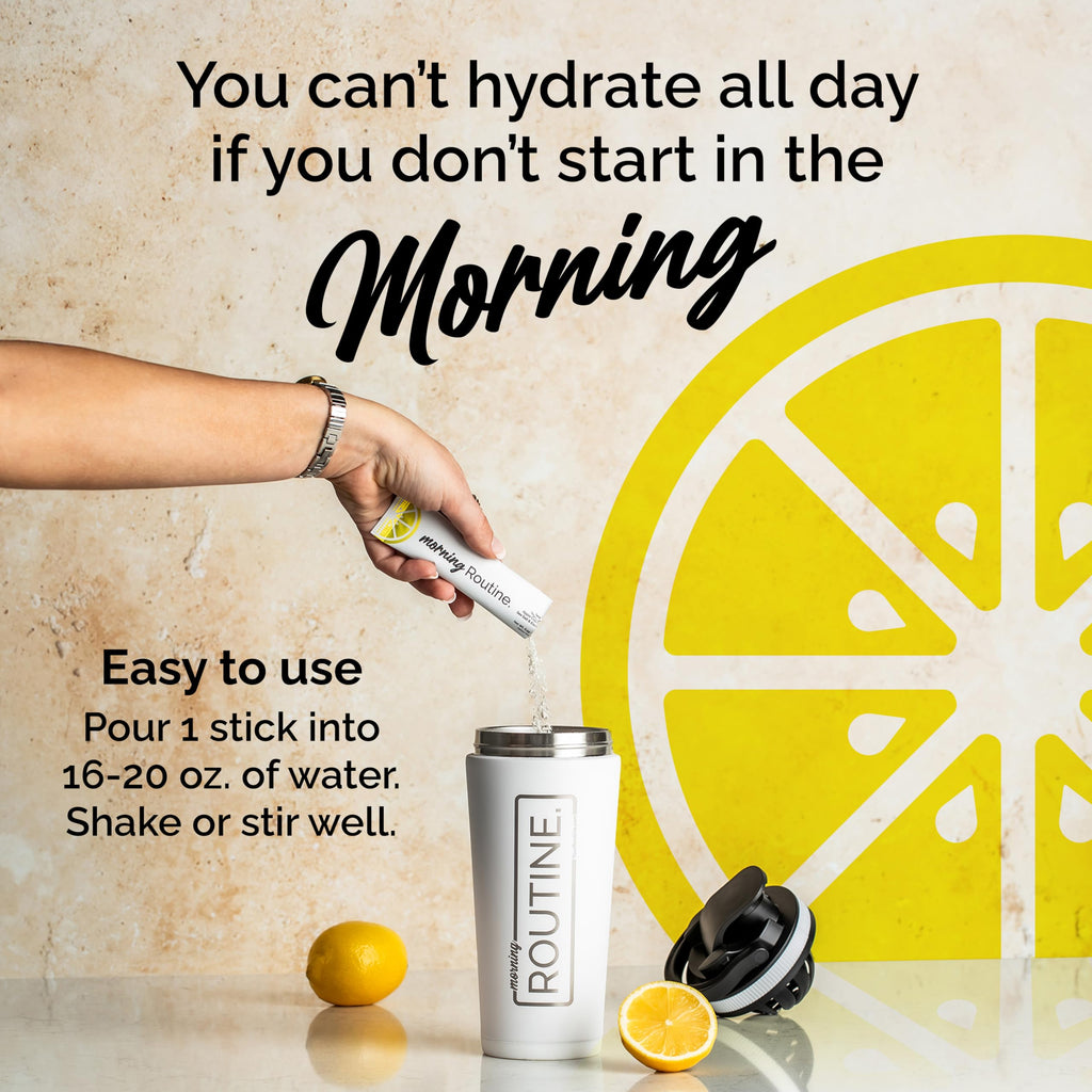 ROUTINE Morning Daily Hydration | Electrolyte Powder Packets | Lemon, Apple Cider Vinegar & Sea Salt Drink Mix | Sugar-Free, Keto & Paleo-Friendly | 3rd-Party Tested Electrolyte Drink Mix, 30 Sticks