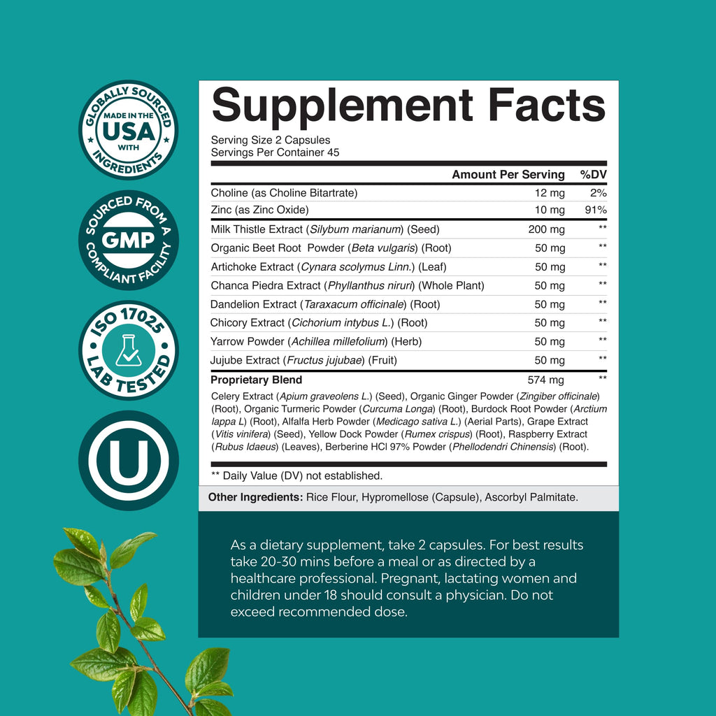 Natures Craft Liver Cleanse Detox & Repair - Herbal Liver Support Milk Thistle Supplement - Silymarin Milk Thistle Supplements with Dandelion Root, Choline, Beetroot & Artichoke Extract - 90 Count