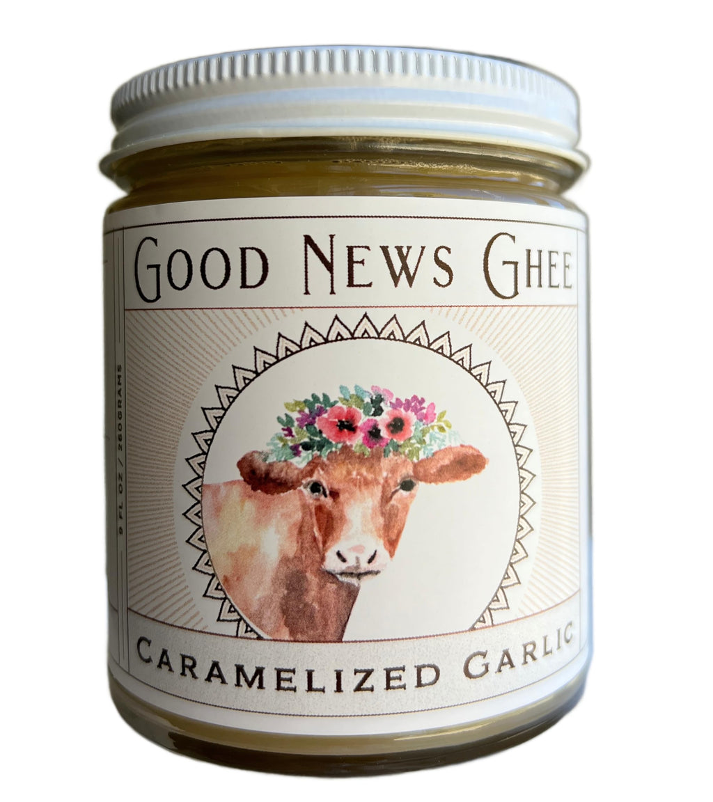 Good News Ghee Caramelized Garlic Blend Grass Fed High Vitamin Butter Oil