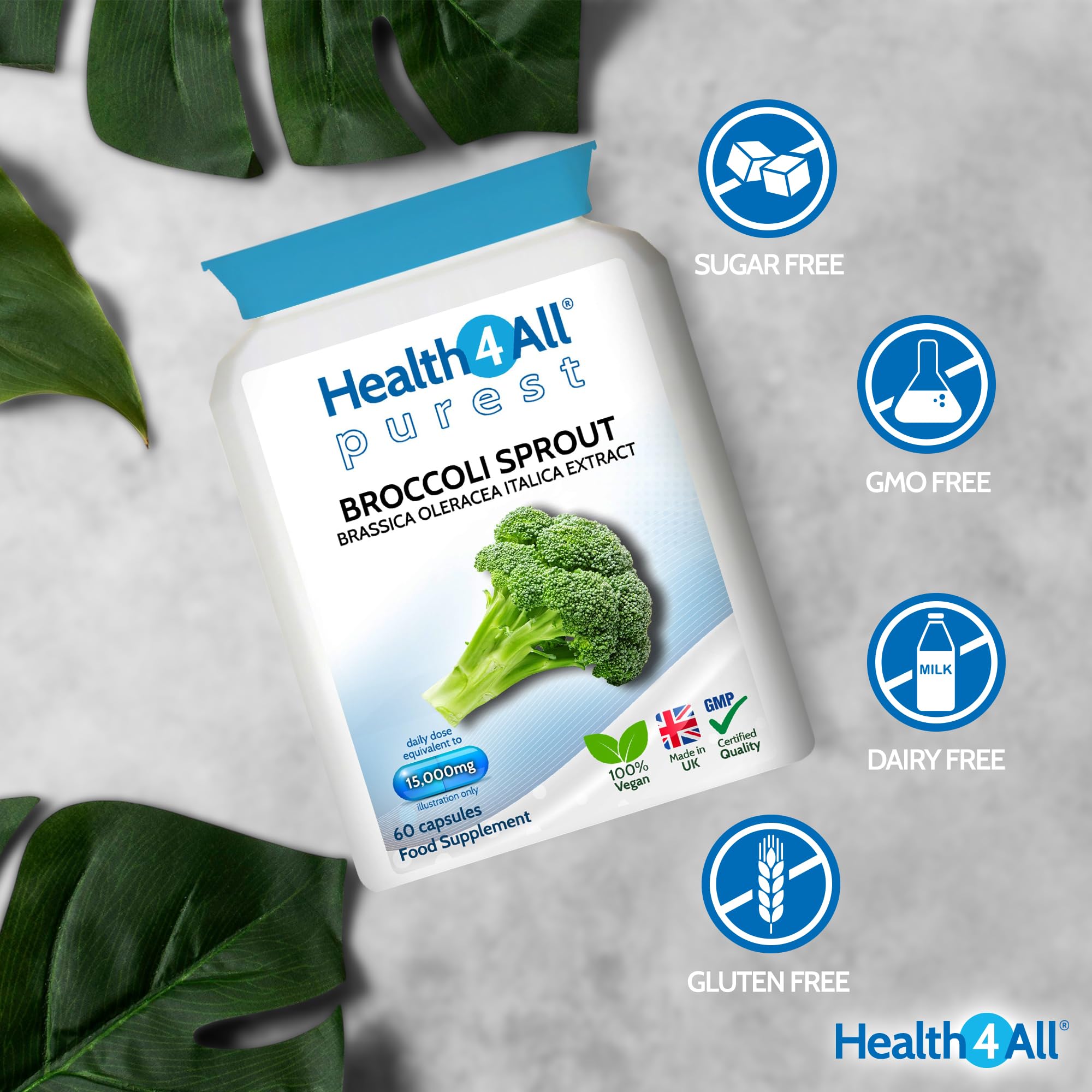 Broccoli Sprout Extract 15,000mg - 7500mcg Sulphoraphane, 60 Vegan Capsules