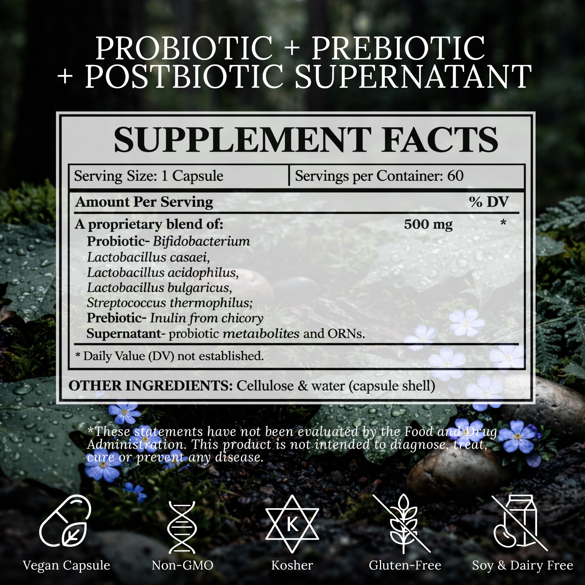BioImmersion Supernatant Synbiotic - Prebiotic Probiotic Postbiotic - Eases Digestive Discomfort, Gut Imbalance & Yeast Overgrowth - Immune & Microbiome Support for Men and Women - 60 Capsules