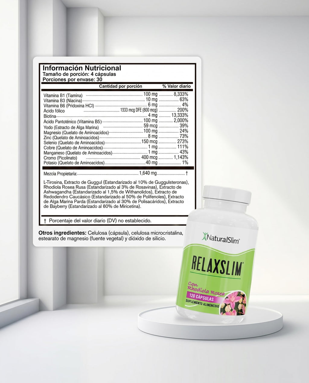 NaturalSlim Relaxslim Rhodiola Rosea & Adaptogenic Herb for Brain, Mood, Metabolism, Tension & Energy Support Supplement - 21 Different Natural Compounds Help Control Appetite - 120 Capsules