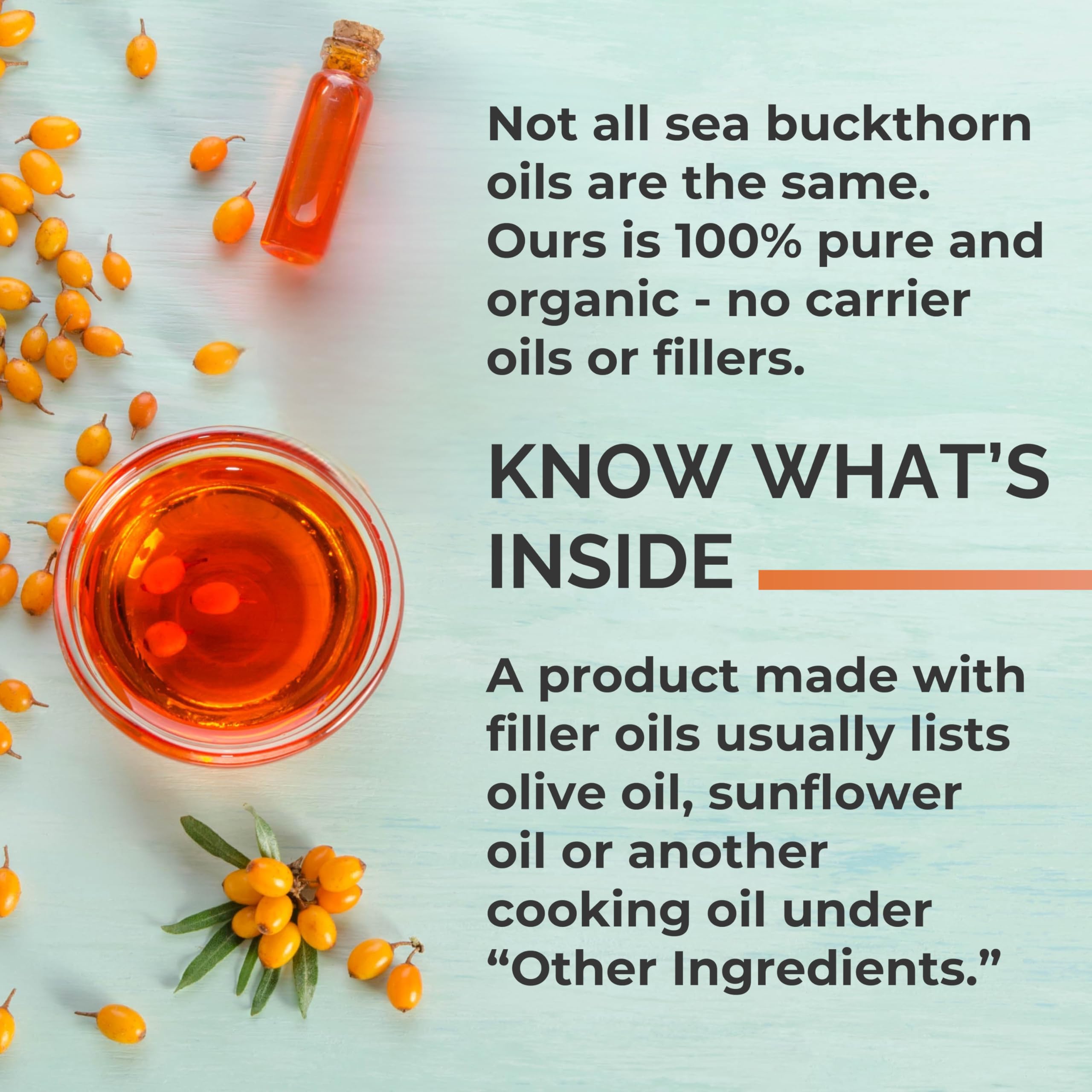 SEABUCKWONDERS Organic Sea Buckthorn Oil Omega-7 Complete, 120 Softgels, 60 Day Supply, with Omega 3, 6 & 9, Supports Hair, Skin & Nails, 100% Pure with Zero Filler Oil