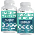 4-in-1 Calcium Supplements for Women and Men - Calcium with Vitamin D3 K2 5000 IU Supplement, 601mg per Serving for Heart, Bones & Body Defenses - Gluten-Free, Vegan-Friendly (240 ct)
