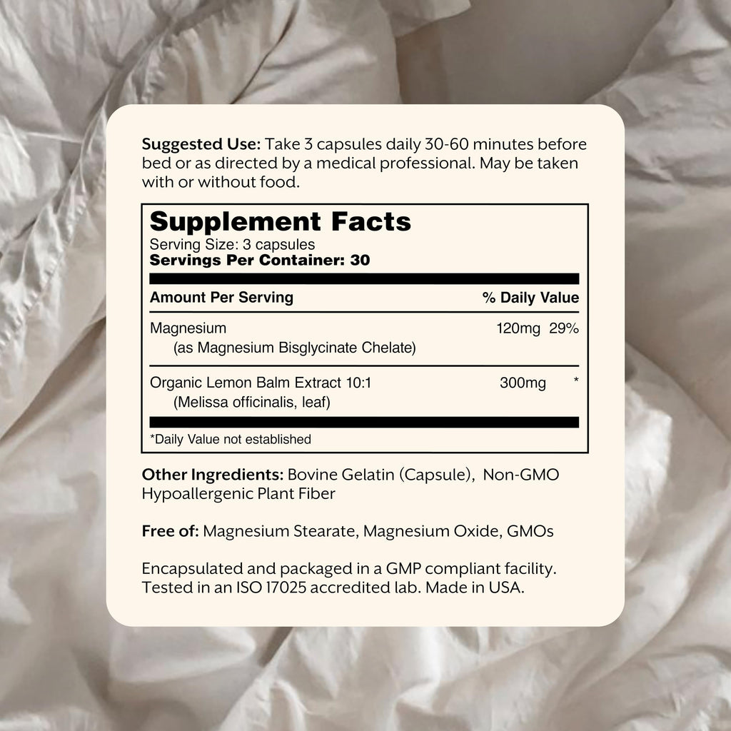 Promix Nutrition Relax | Sleep + Muscle Recovery | Magnesium Bisglycinate Chelate + Organic Lemon Balm Extract - 90 Count Capsule