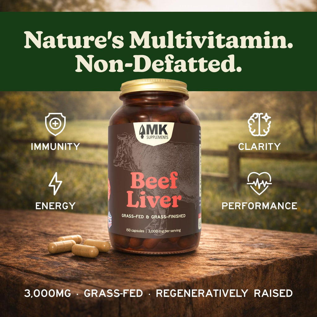 MK Supplements Grass Fed Beef Liver Supplement, Supports Energy Production, Detoxification, Digestion, Immunity and Full Body Wellness, Non-GMO, Freeze Dried, 30 Servings (3,000 mg Each)